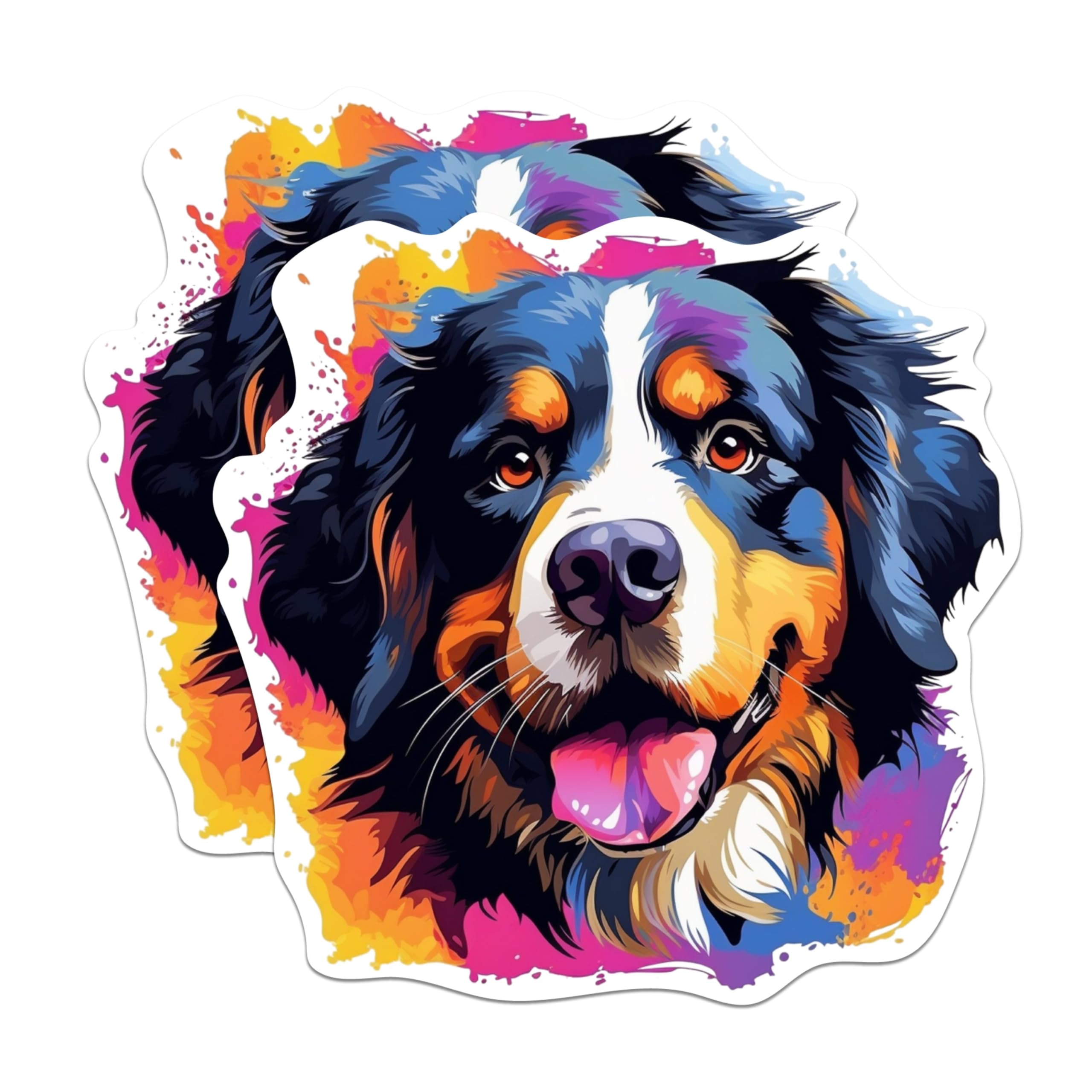 (2 Pack) Bernese Mountain Dog Breed Stickers - 5 Inches On Longest Side - Choose from Over 100 Dog Breeds - for Cars, Trucks, Skateboards, Laptops - Made in USA - BMCS1776