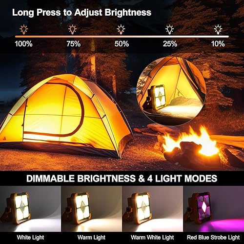 Miniatura 2 de Luz solar LED de trabajo, recargable, impermeable, portátil, luz de trabajo magnética para reparación de automóviles, campamento al aire libre,