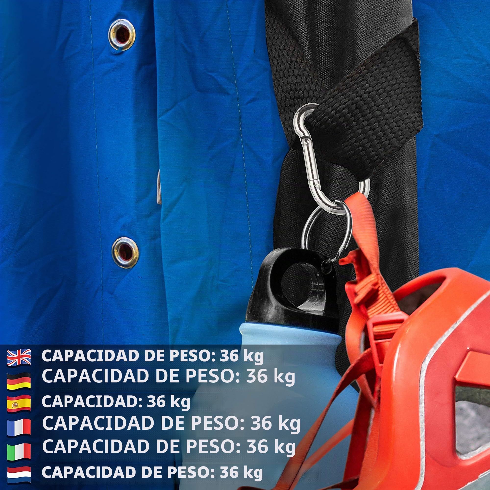 Belle Vous Mosquetones Acero Inoxidable M4 con Muelle (Pack de 15) Mosquetón Multifunción 4cm Duraderos Interior/Exterior Mosquetones para Llaveros, Acampadas, Pesca - Complementos Senderismo