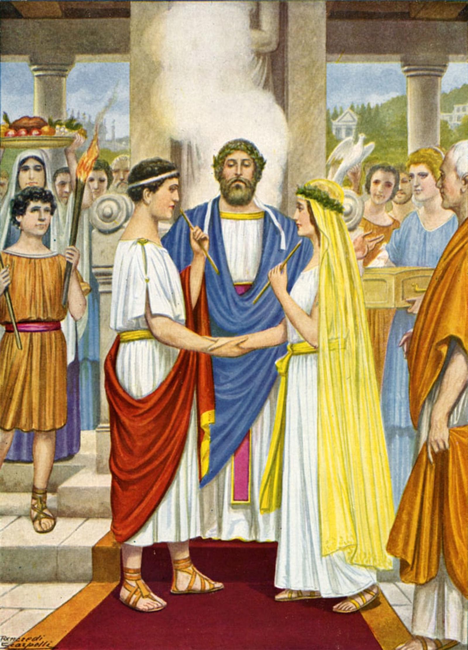 ARTXLXXBN Famous Painting Canvas Artwork Graffiti Print Roman Wedding At the Time of the Republic by Tancredi Scarpelli Portrait Canvas Image for Home Decor 60x90cm