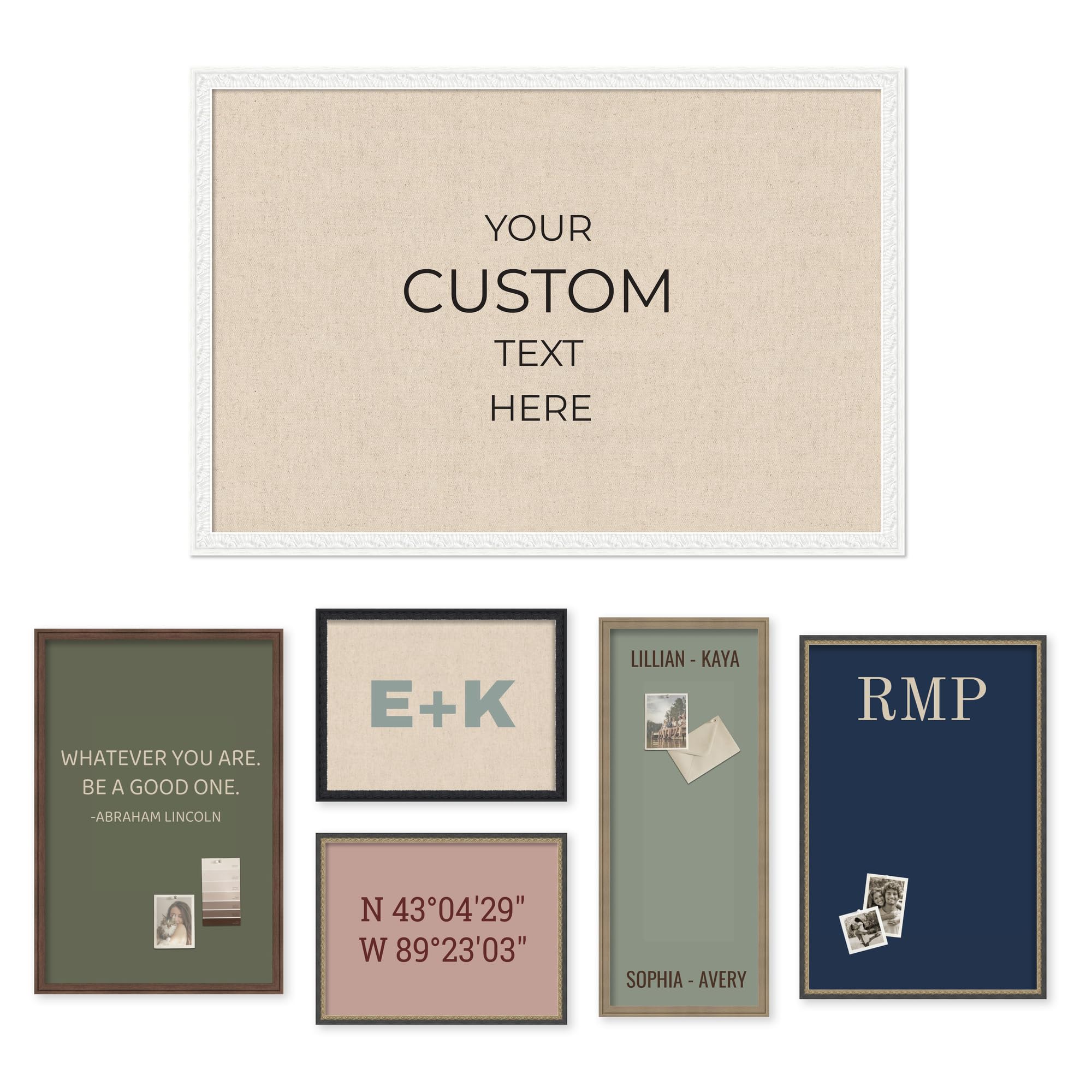 Kate and Laurel Personalized Pinboard Neutral Weave 38 x 26, Customizable Text Bulletin Board, Wall Organizer and Custom Poster Gift for Use as Wall Art, Cork Board, Vision Board, Dorm Decor
