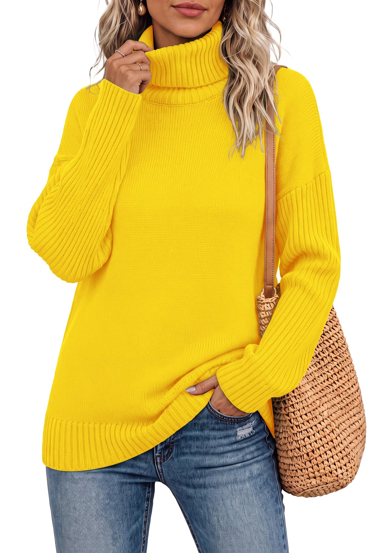 Jouica Women 2026 Fall Turtleneck Chunky Oversized Tunic Sweaters Pullover