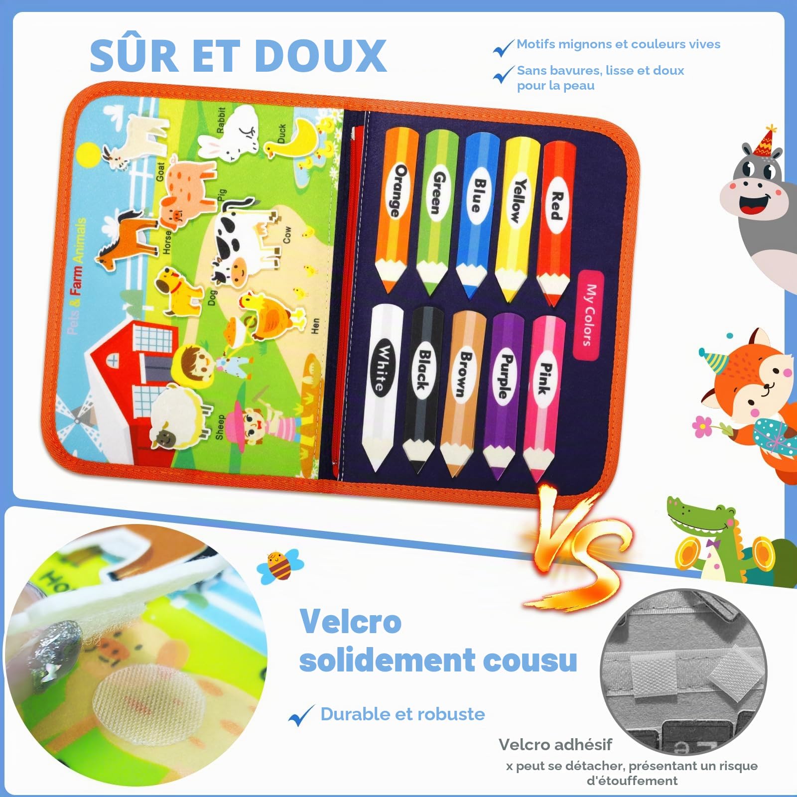 Busy Board, Jouets d'Activité, Quiet Book, Livre Montessori, Idéal comme Jouet de Voyage Avion et Voiture, Jouet Montessori Cadeau pour Enfants Garçon Fille 1 2 3 4 Ans