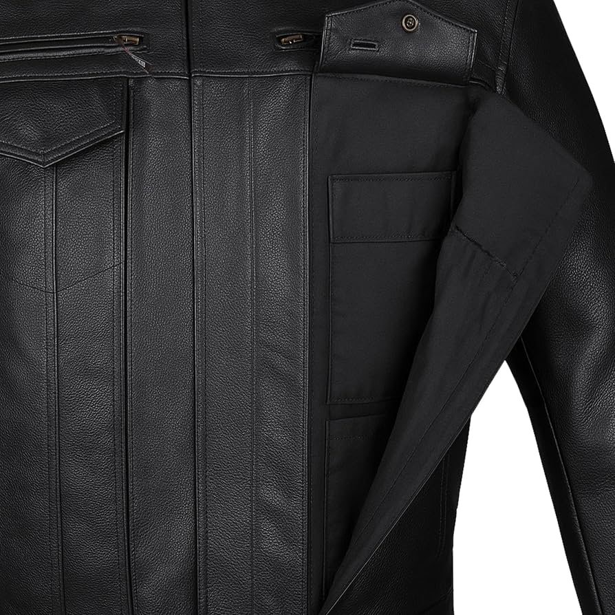 ジャケット・アウター Buffalo Crack Leather Rider Jacket 00 Amazon.com: ICONIC Motorcycle Jacket for Men, Premium