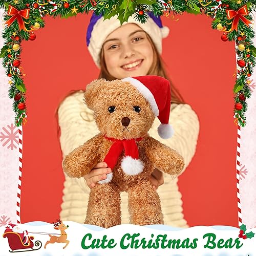 Miniatura 5 de Shappy Paquete de 6 animales de peluche de oso suave de 12 pulgadas, lindos osos a granel con sombrero y bufanda para niños, niñas, niños, novia,