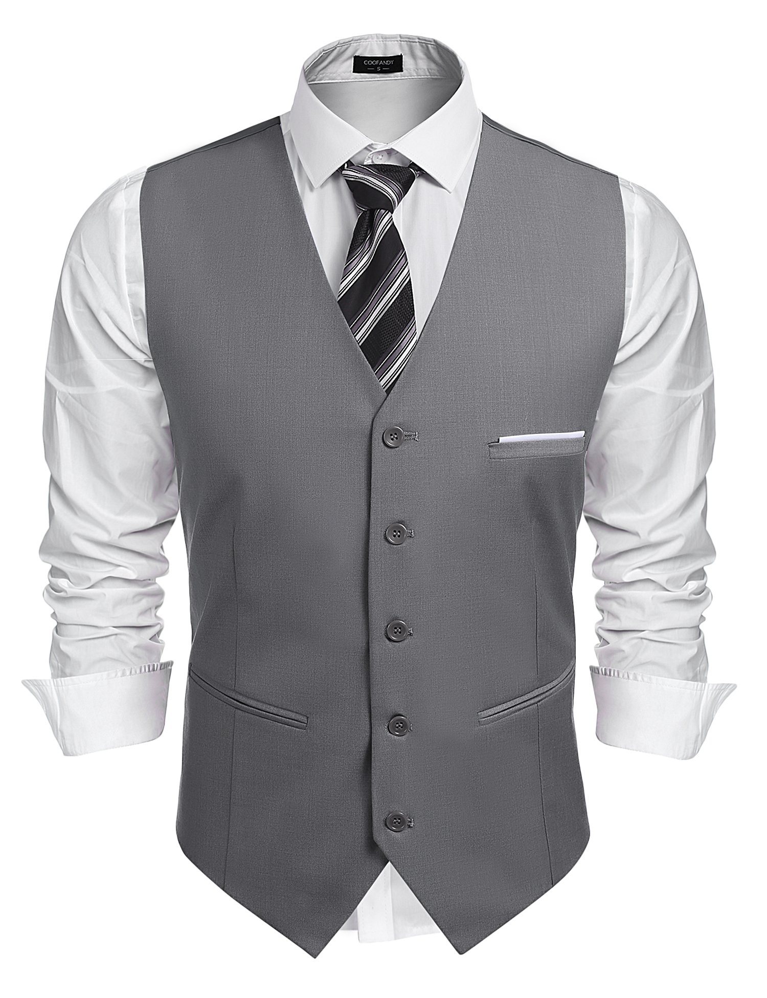 COOFANDY Herren Anzugweste Anzug V-Ausschnitt Formale Hochzeit Klassische Slim fit Elegant Westen Business Party Weste