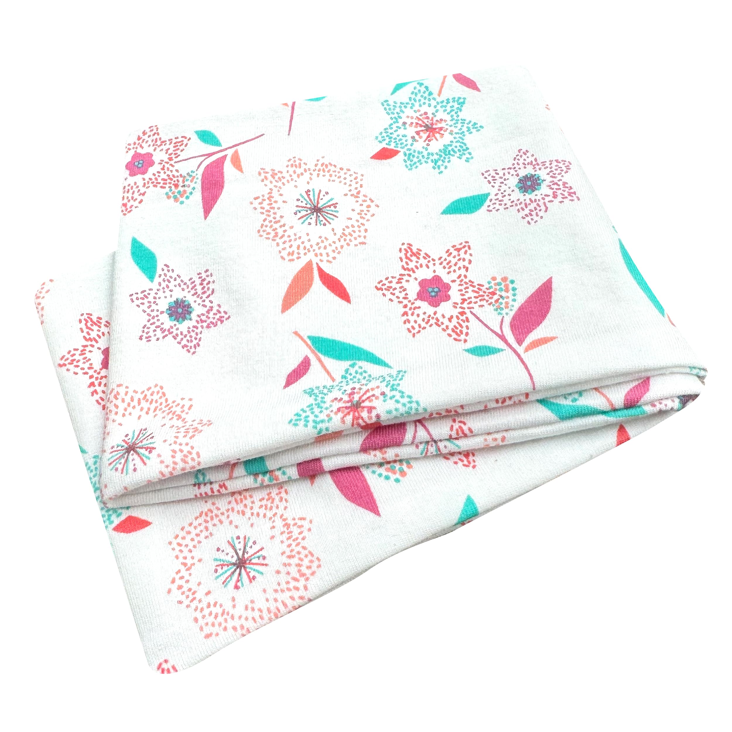 Wollhuhn ÖKO MINI Children's Wide Elastic Headband/Hair Band, Comfortable Cotton (KU 48-52) 21212222 (Flowers White/Coral) - Image 3