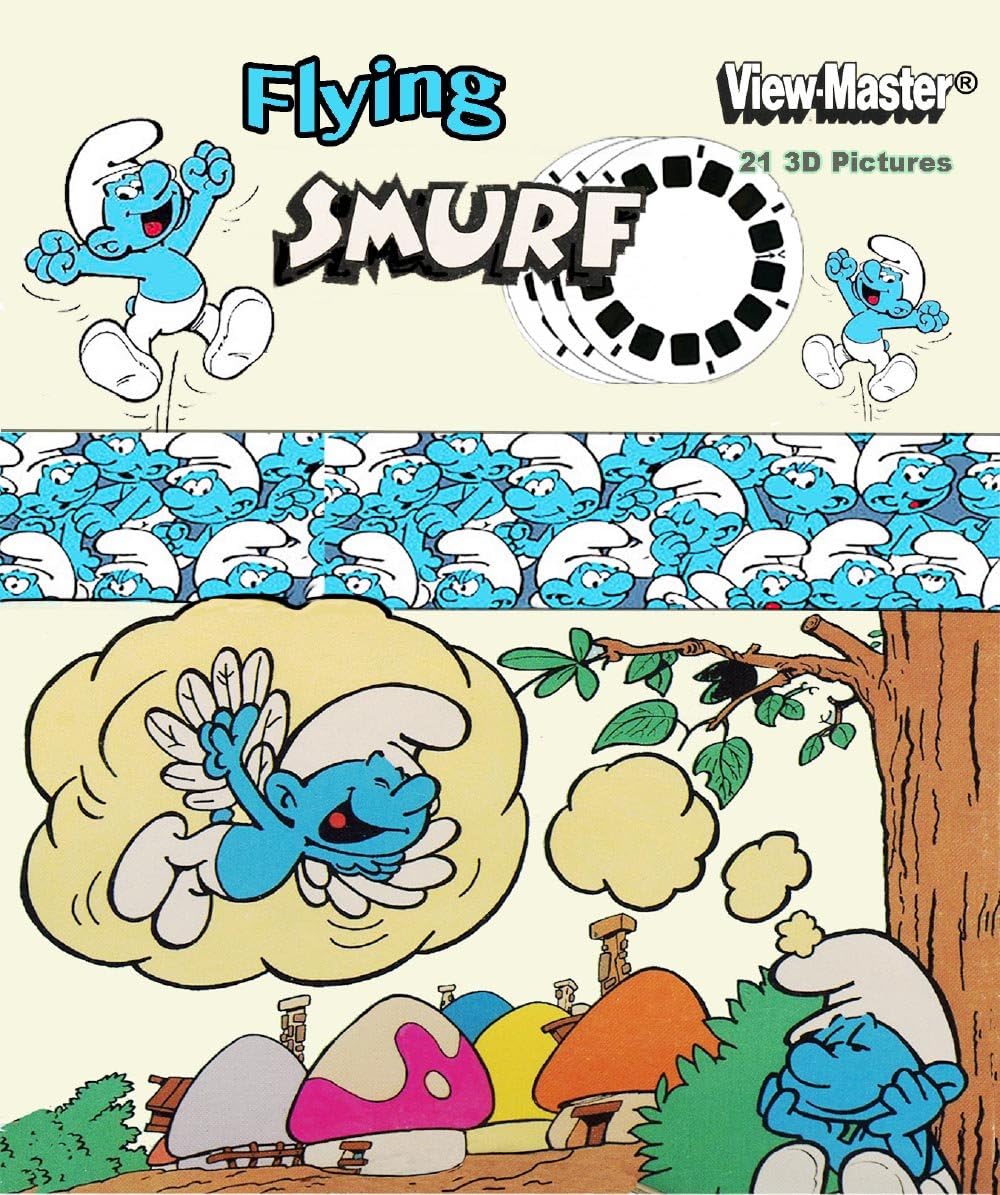 3Dstereo ViewMaster Flying Smurf - Classic - 3 Reels on Card - NEW