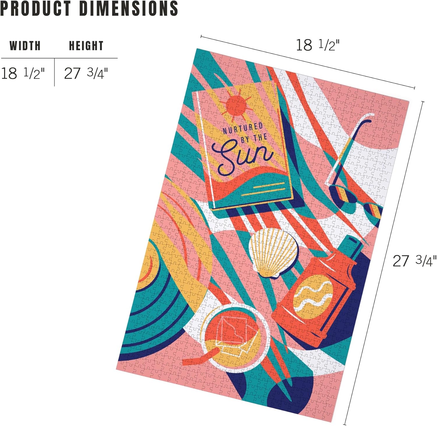 "Lantern Press Beach Bliss Collection, Beach Towel, Nurtured by The Sun, 1000 Piece Jigsaw Puzzle for Adults, Made in USA with Reference Poster"