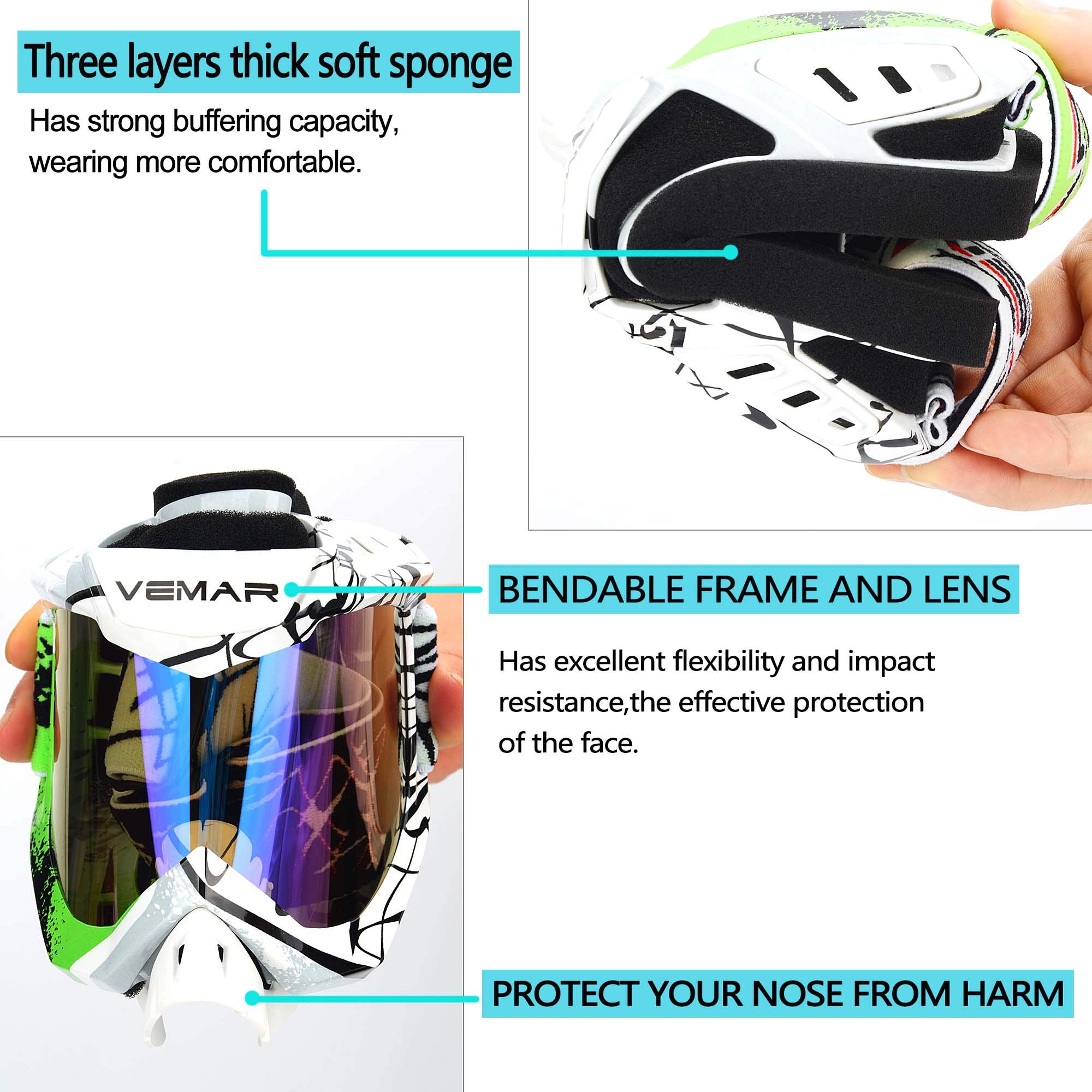 Occhiali polarizzati sportivi per motocross, ATV, moto da cross, moto da cross, occhiali tattici da equitazione, pieghevoli, antivento, antipolvere, resistenti ai graffi