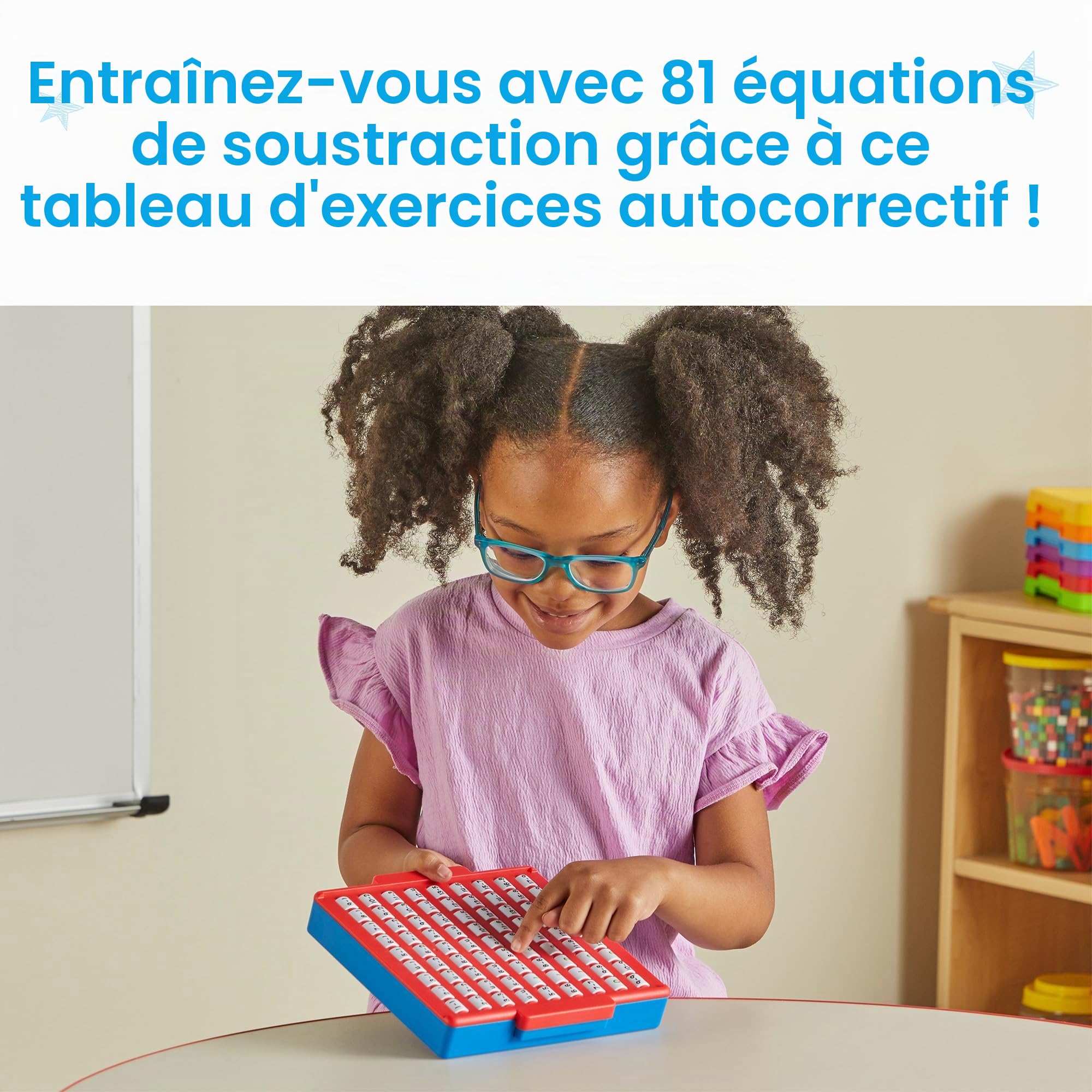 Learning Resources Tableau d'informations mathématiques interactif de soustraction, Apprendre la soustraction, Tableau d'activités à corriger soi-même pour l'apprentissage Autonome, dès 5 Ans