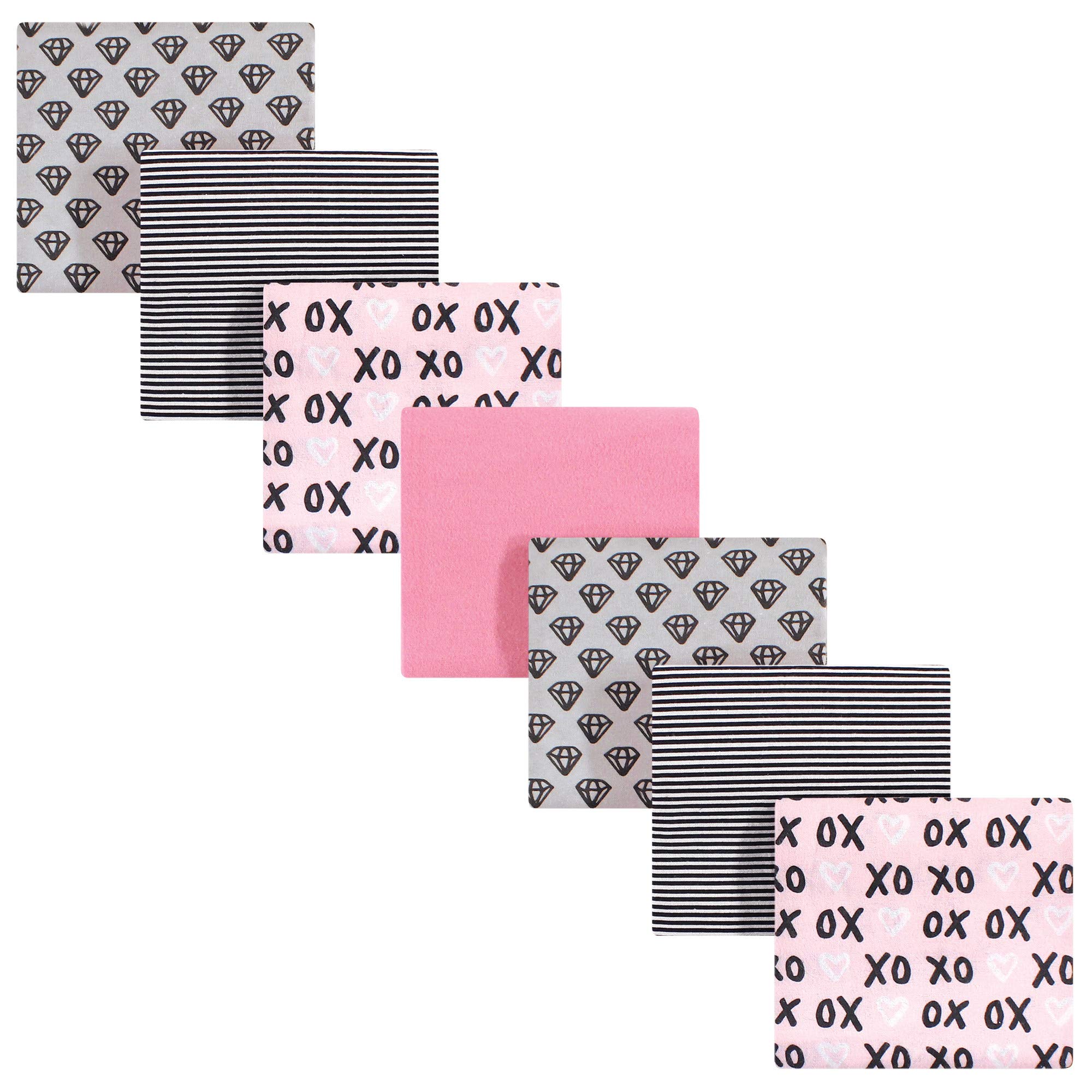 Hudson Baby Unisex Baby Cotton Flannel Receiving Blankets Bundle, Xoxo, One Size