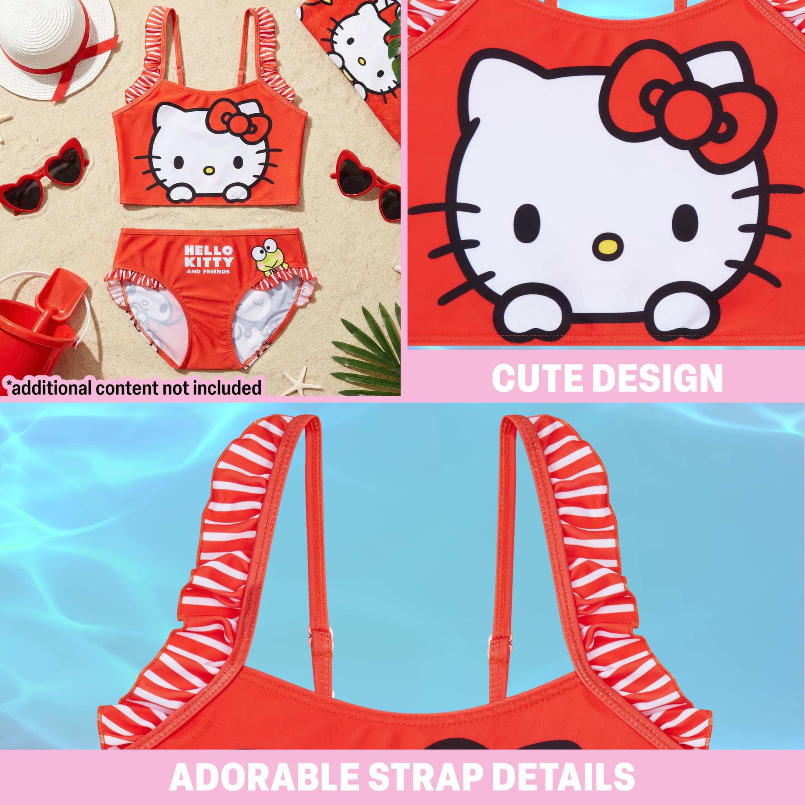 Get Trend Hello Kitty | Paw Patrol | Peppa Pig Set Bikini Bambina, Costume Piscina Bambina Due Pezzi con Cinturino Regolabile e Balze, Regalo Ragazza