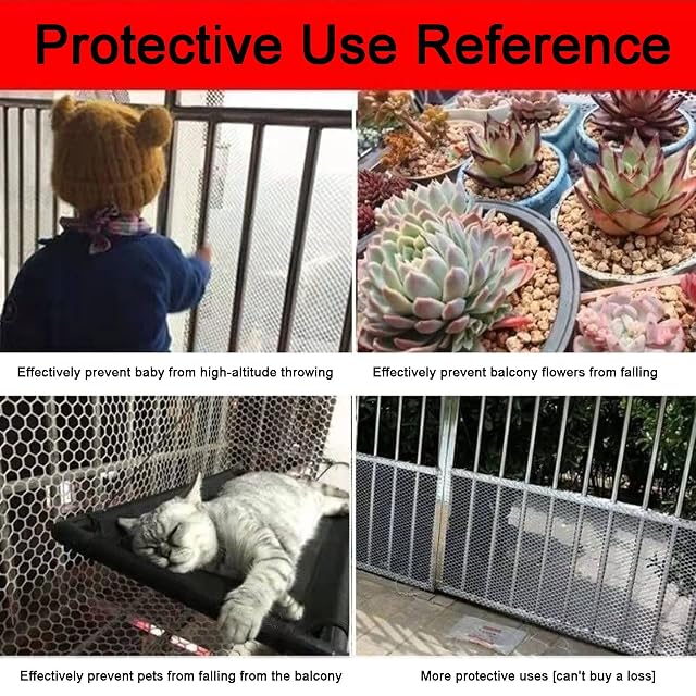 Foto 3 de 7 de Red de Seguridad Infantil Red Gatos Malla protectora duradera para Ventana de Balcón Red Anti-caída…