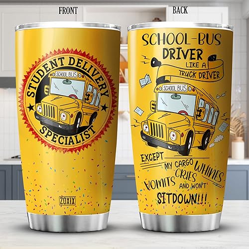 Miniatura 2 de ZOXIX Vaso de café para conductor de autobús de 20 onzas para estudiantes con aislamiento con tapa regalos de regreso a clases taza de acero
