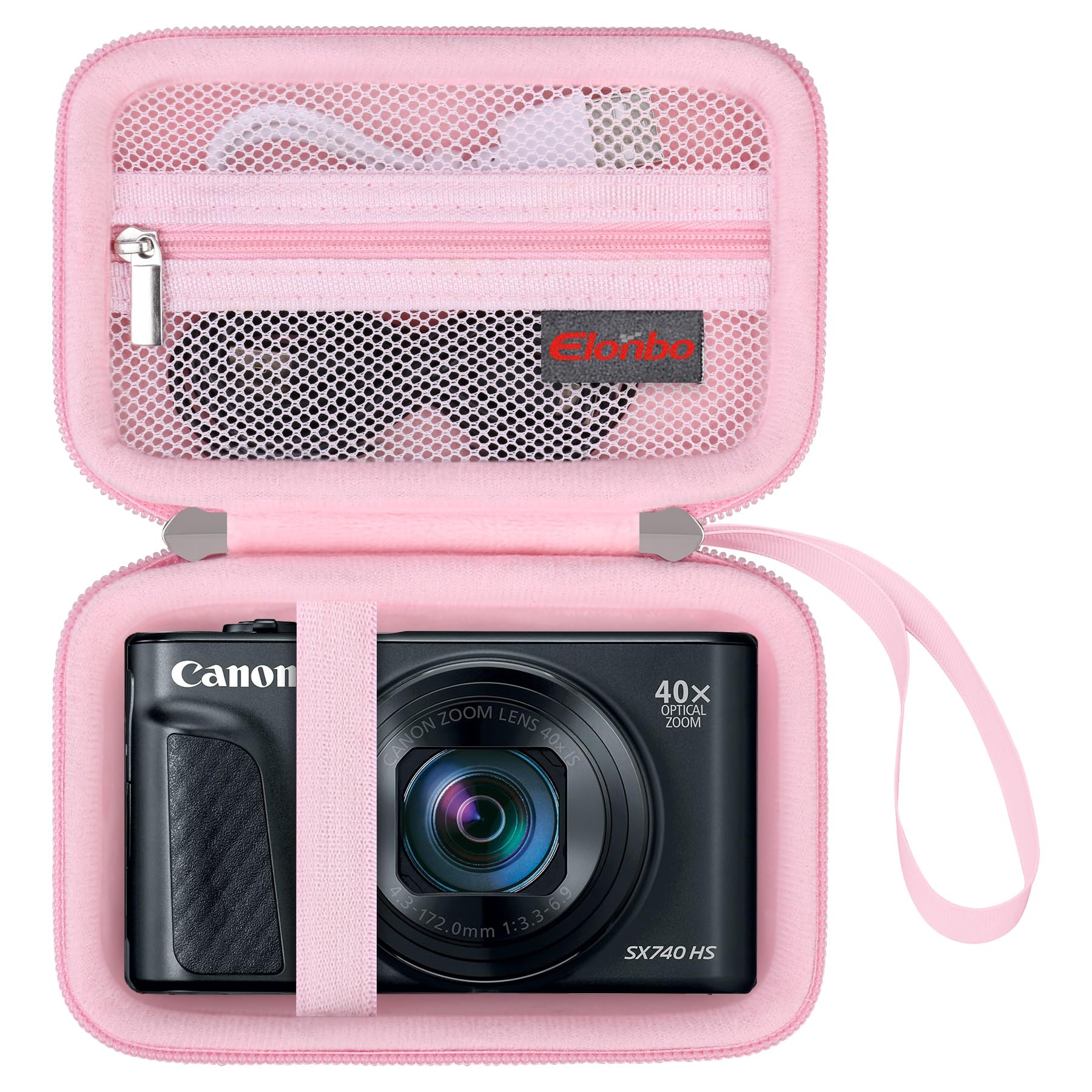 Elonbo Carrying Case for Canon PowerShot SX740/ SX730/ SX720/ SX620 Digital Camera, Canon SX740 HS 4K Video Camera Hard Travel Bag, Mesh Pocket fits