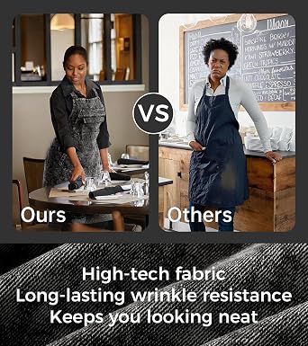 Denim Apron with Pockets for Hair Stylist Gardening Craftsmen Barista Women Hairdresser Jean Work Apron Cross Straps