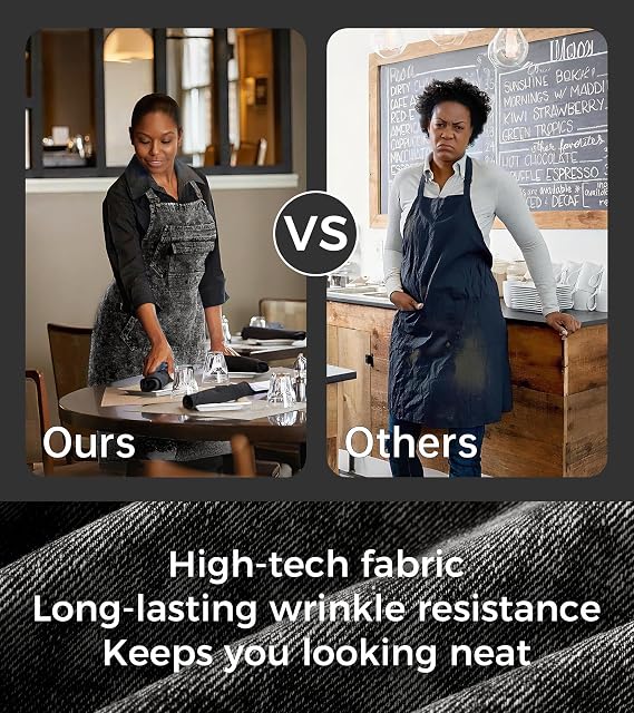 Denim Apron with Pockets for Hair Stylist Gardening Craftsmen Barista Women Hairdresser Jean Work Apron Cross Straps