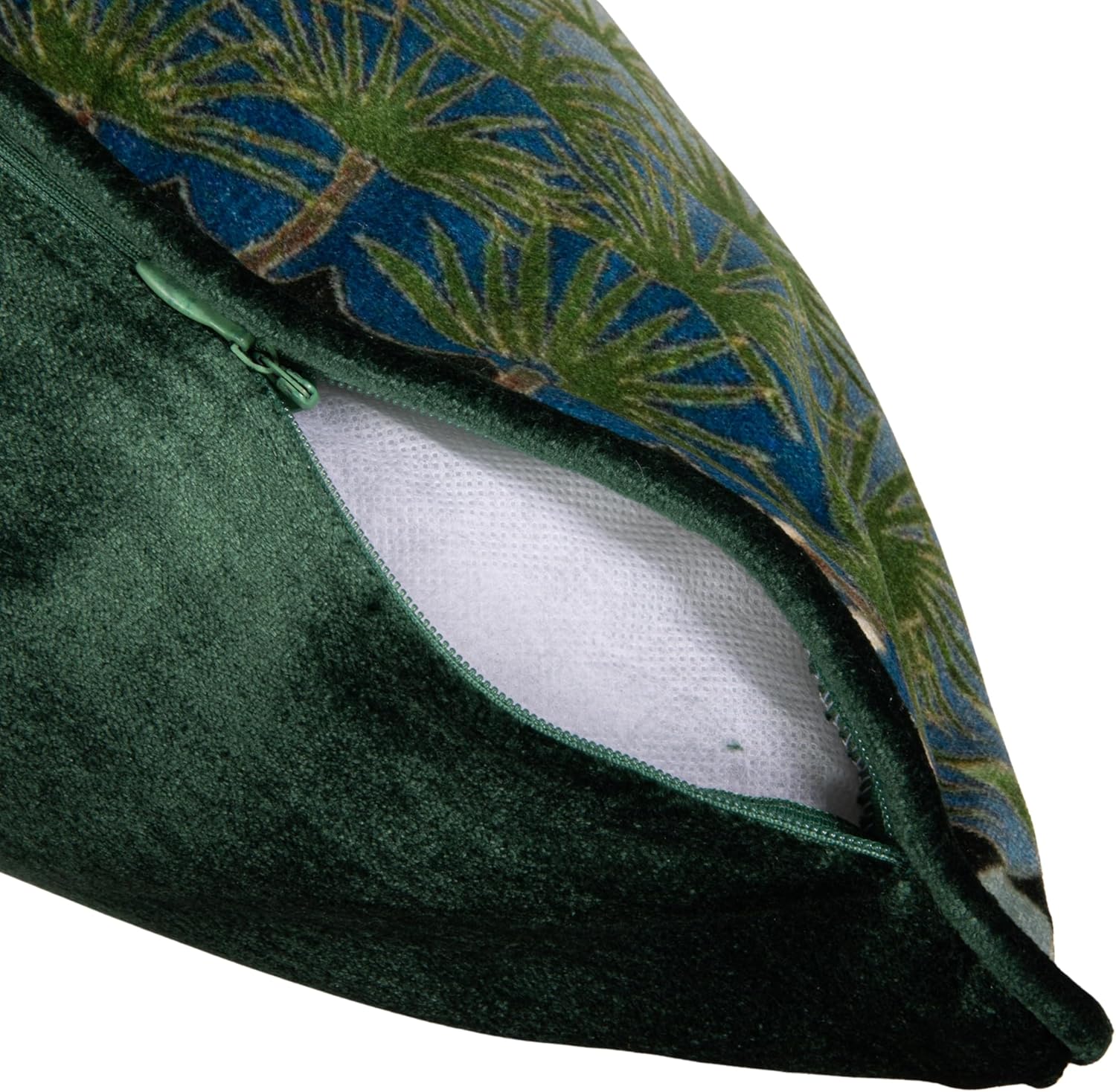 Creative Co-Op Cotton Blend Velvet Printed Pillow with Cranes and Piping, Multicolor, Heron Pattern