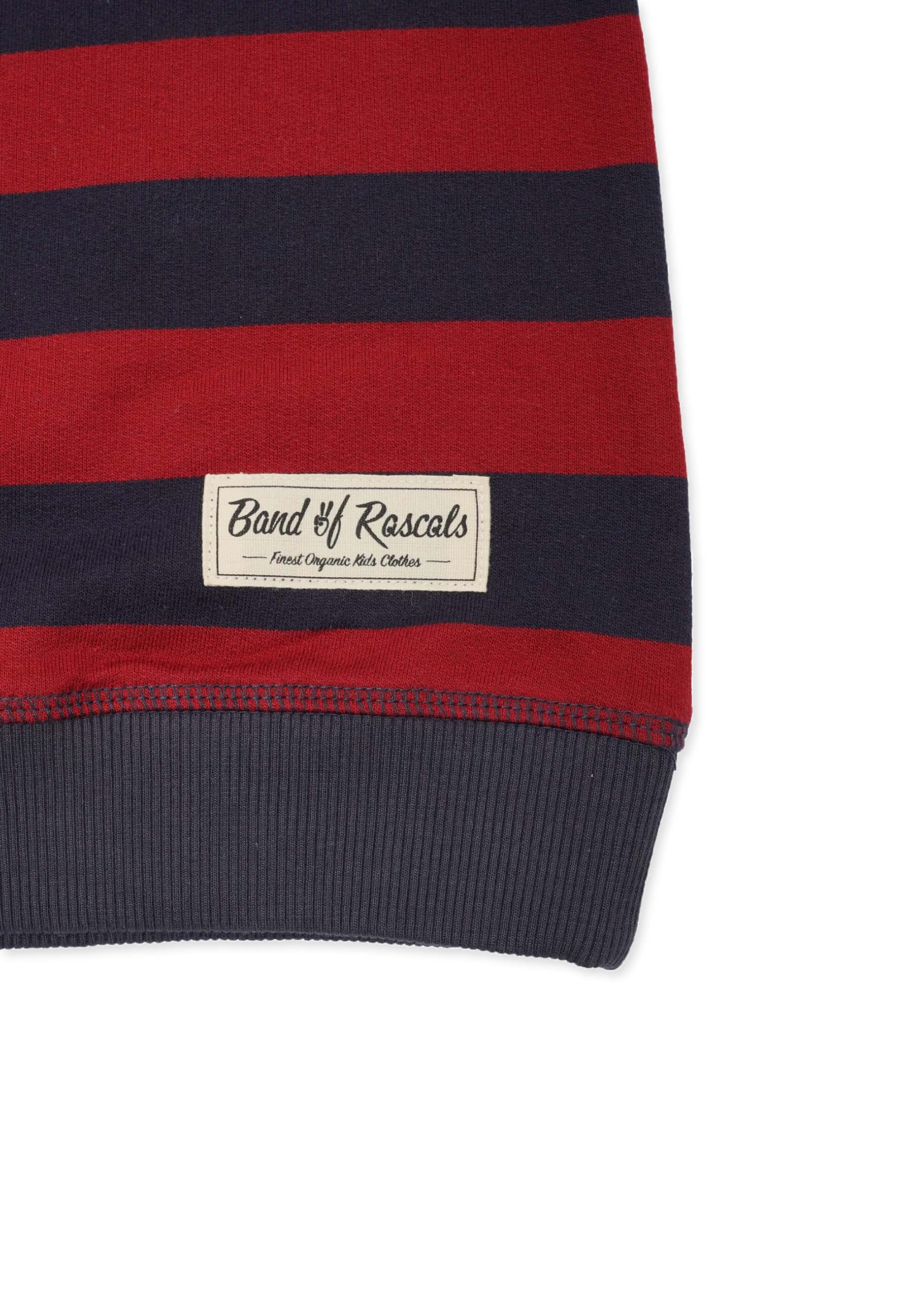 Band of Rascals Dziecięca bluza z długim rękawem w paski bawełna ekologiczna, Granatowy - Brick-Red, 140