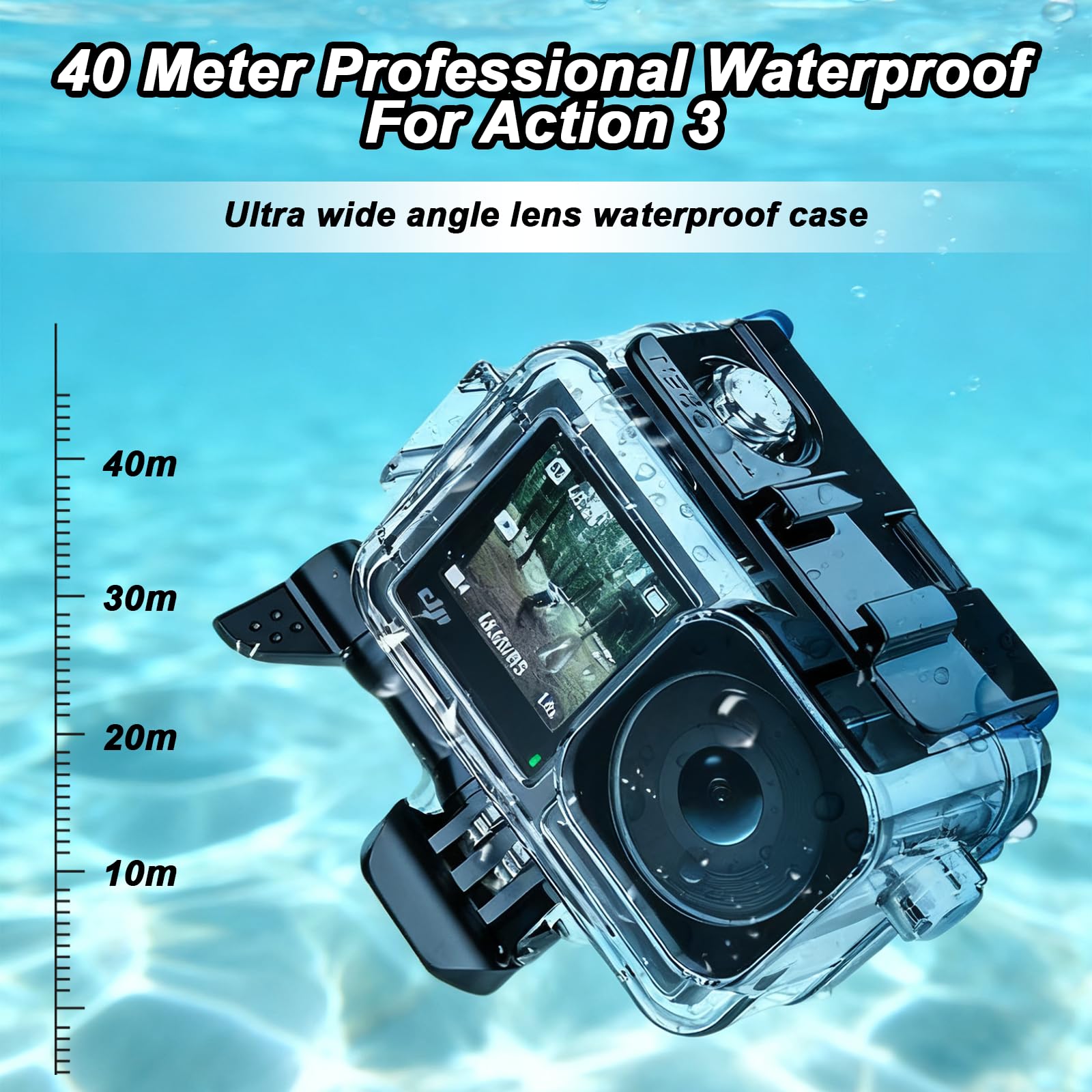 Custodia Impermeabile Per DJI Osmo Action 5 Pro Action 4 Action 3, Scafo Subacqueo 40M, Protezione Antishock in Materiale PC con Attacco Rapido, Accessori per Sport Acquatici, Snorkeling
