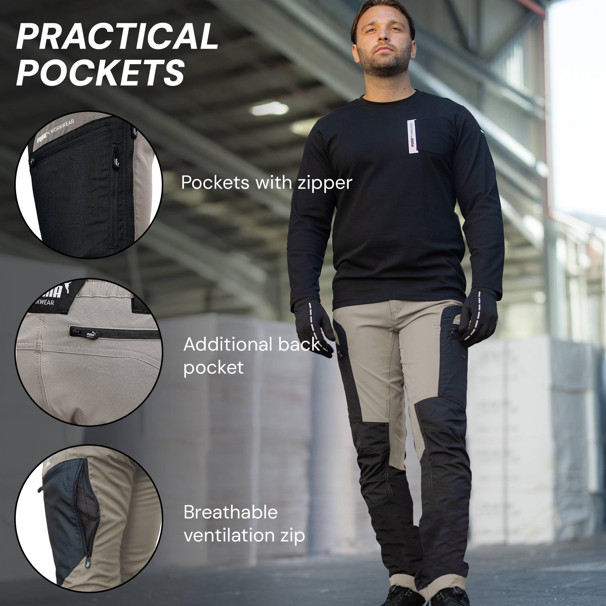 PUMA Workwear ProOne Adventure - Pantalones de senderismo para hombre, transpirables y duraderos, parcialmente repelentes al agua, cargo Ripstop