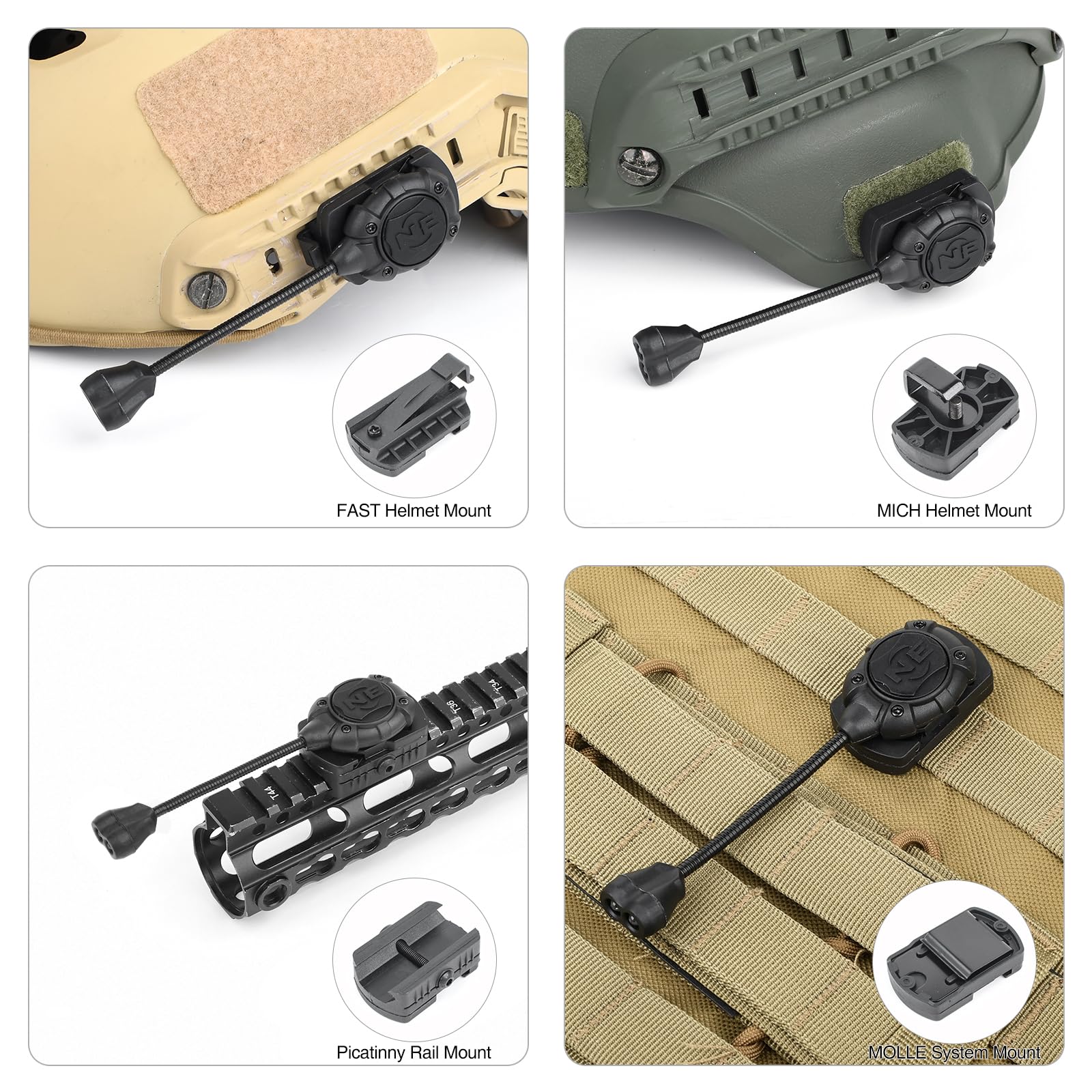 Taktische Helmlampe, IR & rote LED-Aufgabenlampe, 4 Halterungszubehör | Überlebens-Signalleuchte für Fast Mich Helm MOLLE-System, 20 mm Picatinny-Schiene für Outdoor-Sportarten