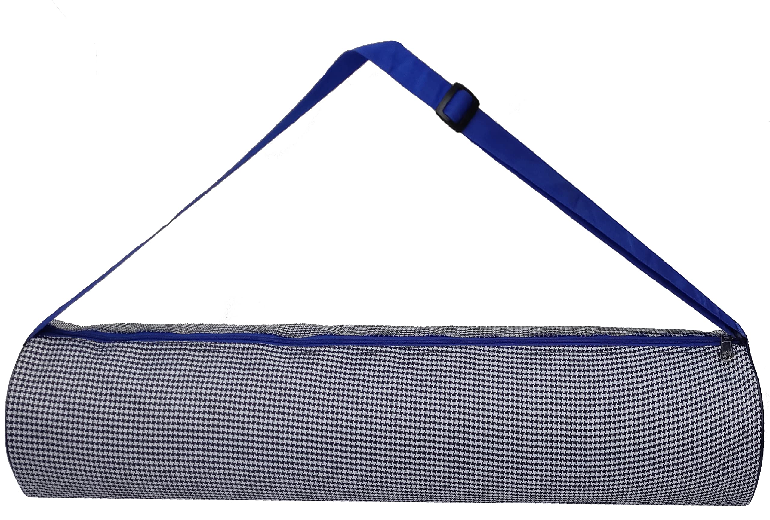 Panchtatava Yoga Mat Cover with Adjustable Shoulder Strap-Stylish Black Check-Blue Yoga Bag-image-29