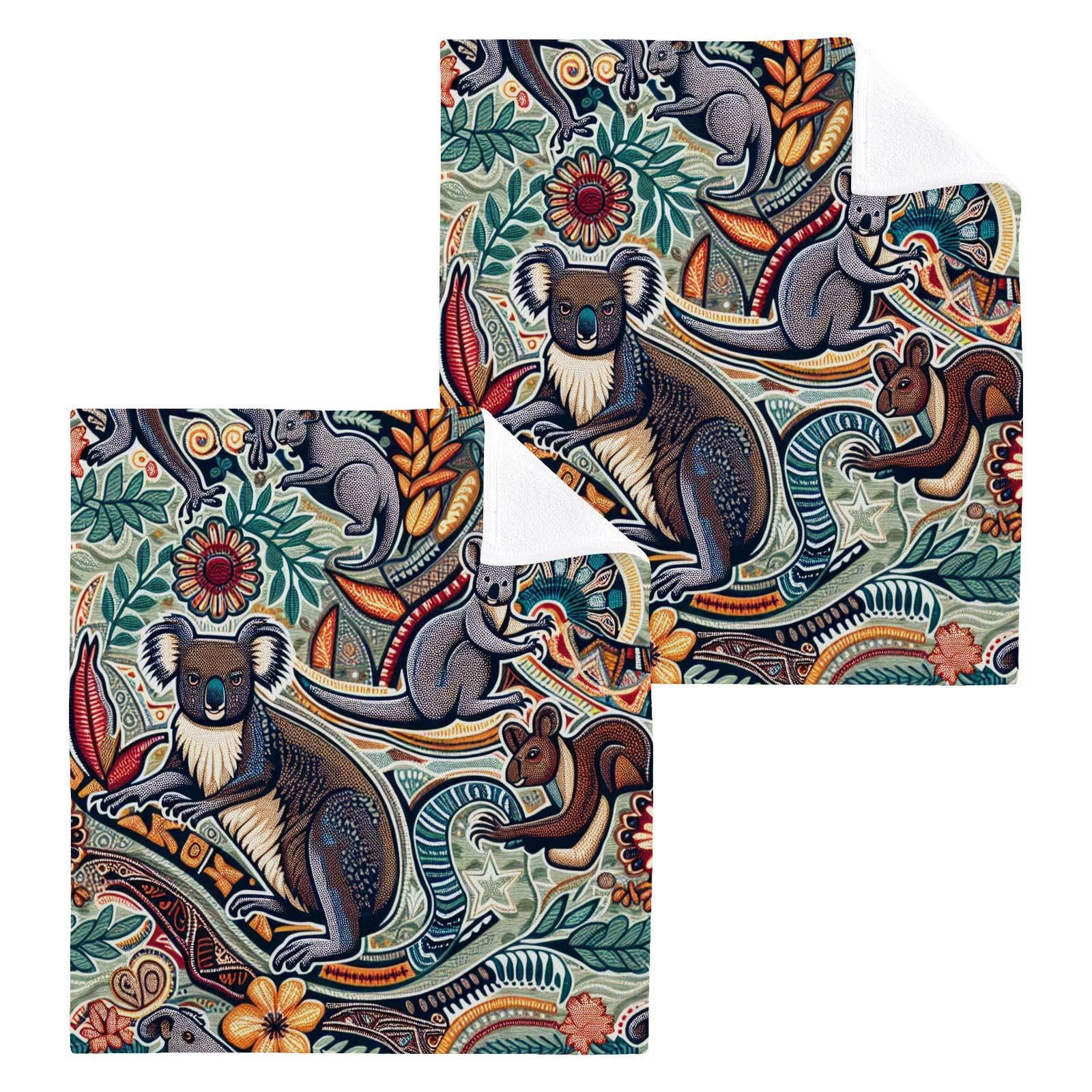 PaChyLuu 2 Pack Retro Cotton Washcloths Highly Absorbent Face Cloth Reusable Body Towels, Gentle for Sensitive Skin, 12 x 12 Inch