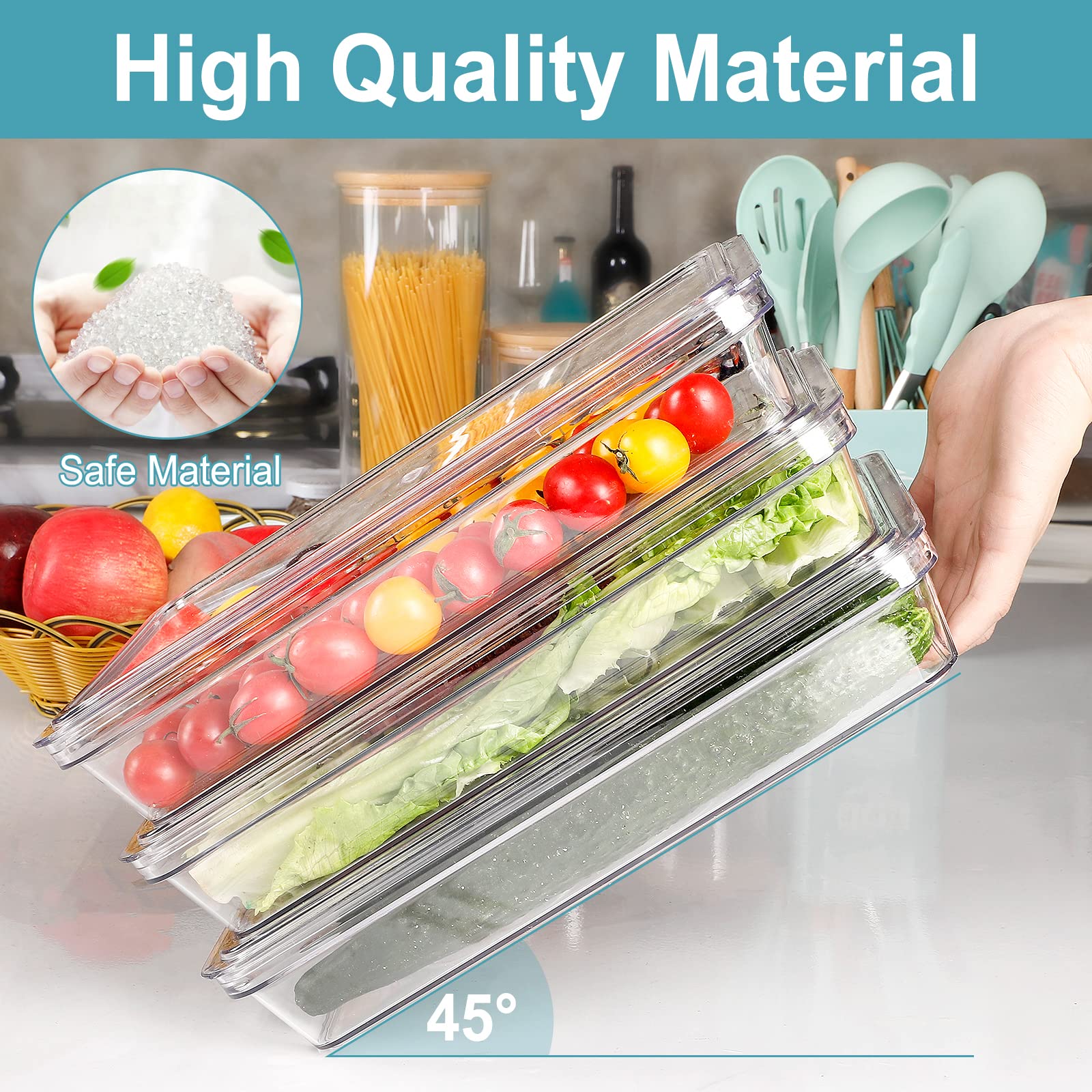 TLC Depot Fridge Organizer Food Storage Containers â€“ 3 Clear ...