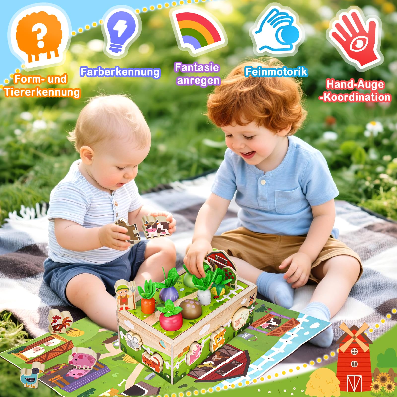 Jouet bébé 1 an montessori bois - tri formes et motricité