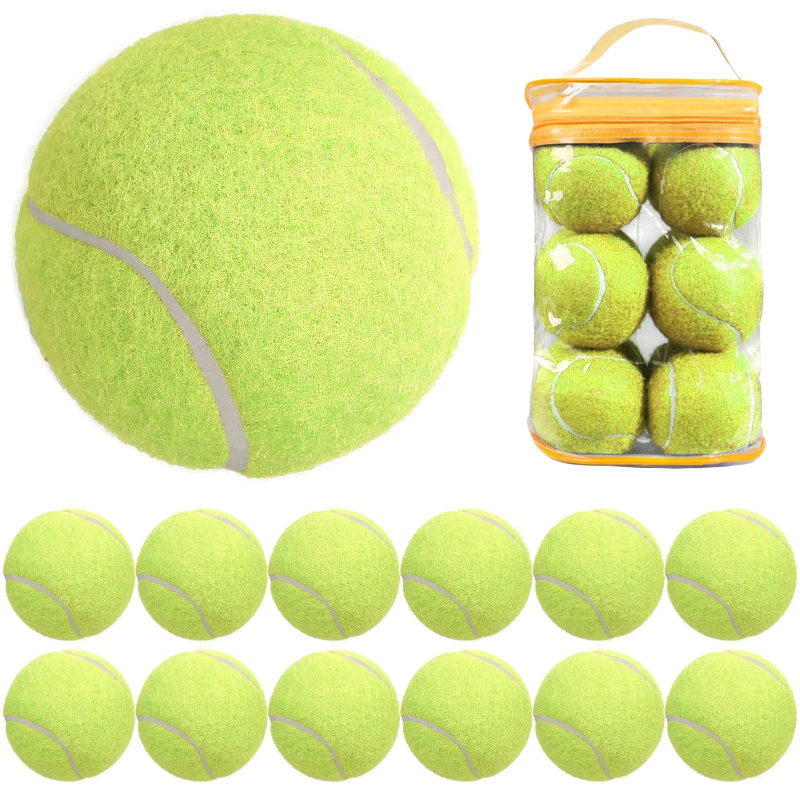 Balles de tennis d'entraînement haute élasticité en lot de 12 balles jaunes