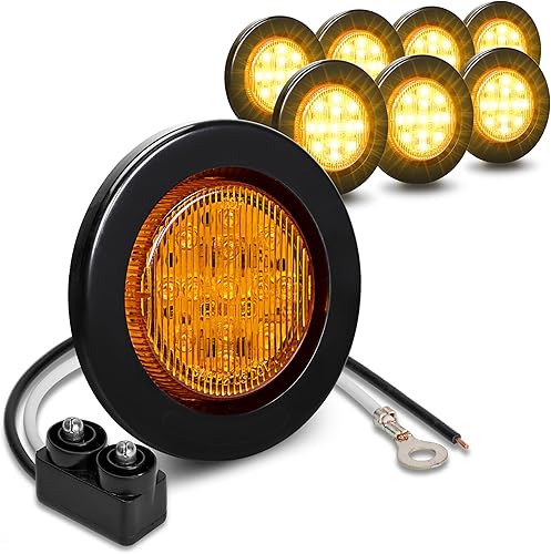 ONLINE LED STORE - Luces de delimitación lateral de 13 LED, redondas, de 6.35cm (padre)., paquete de 8, Ambar