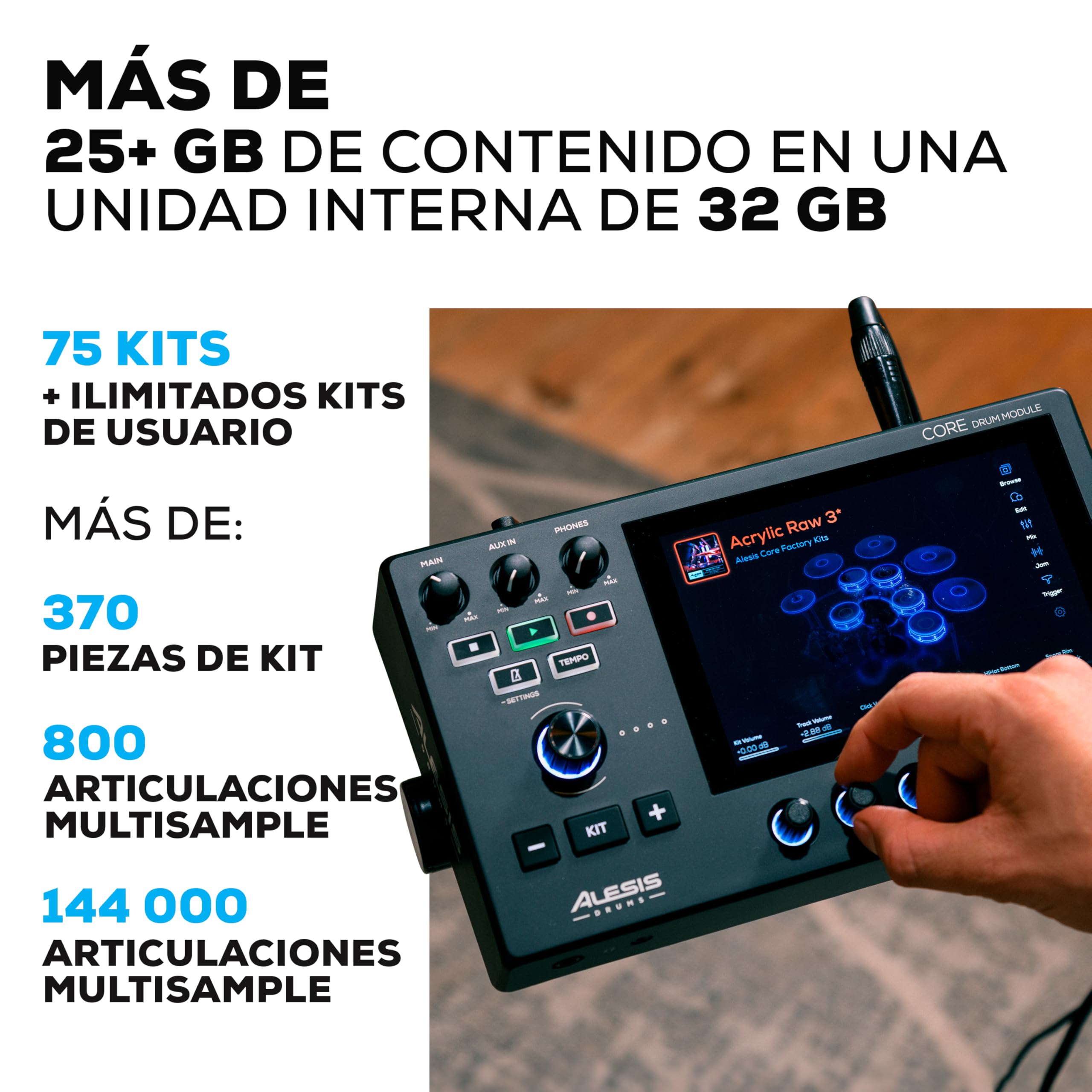 Alesis Strata Core - Kit de Batería Electrónica con Pantalla Táctil, Platillos de Triple Zona, Hi-Hat Magnético Activo y Parches de Malla de Doble Zona