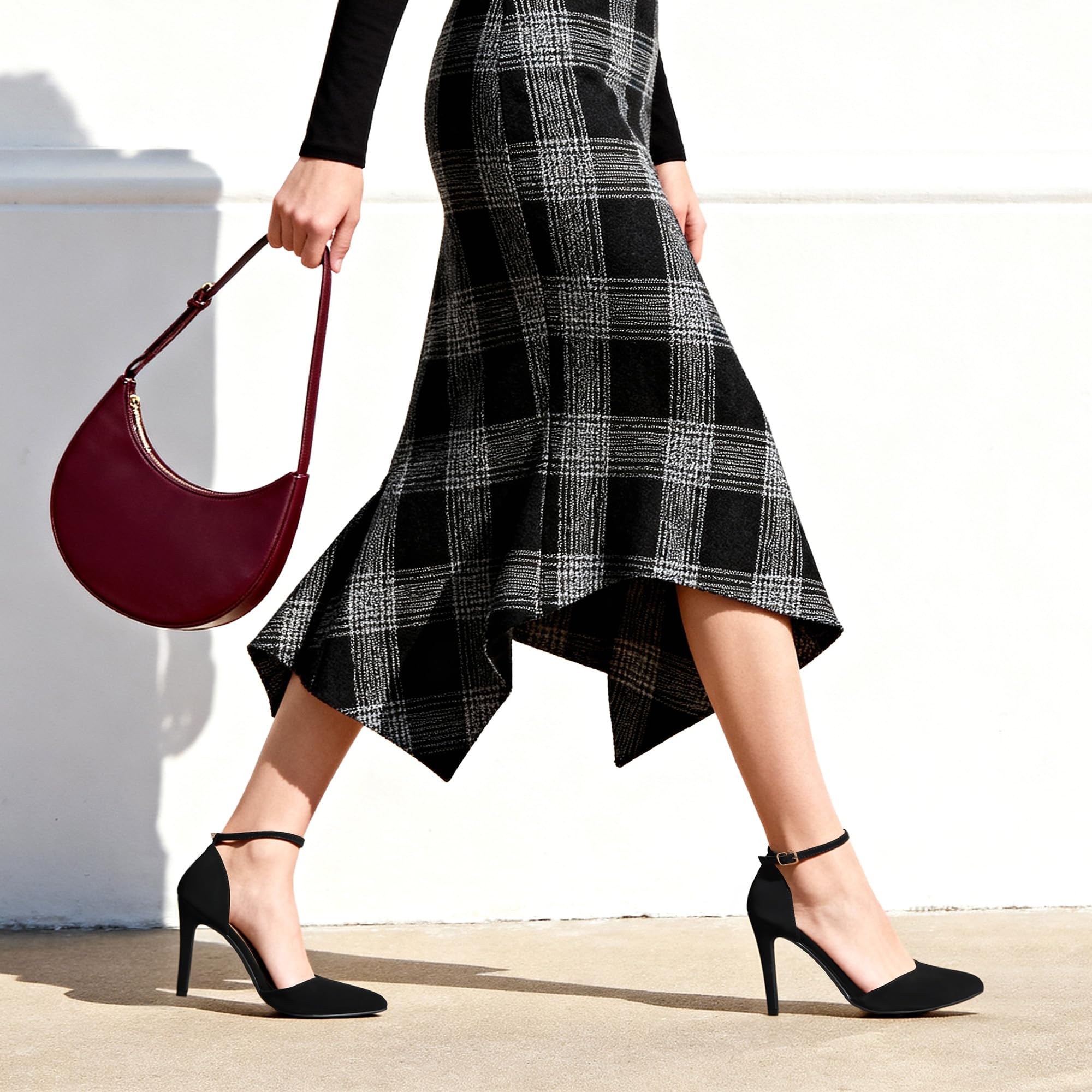 DREAM PAIRS Women's Oppointed-Lacey Pointed Toe Ankle Strap High Heel Stiletto Pumps Wedding Dress Shoes: 8 Black/Nubuck