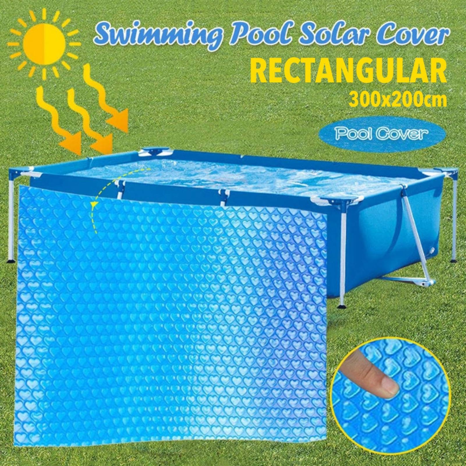 Telo di copertura solare isolato per piscina, copertura solare | rettangolare, antipolvere, resistente ai raggi UV, per piscine , gonfiabili, 260 x 150 cm