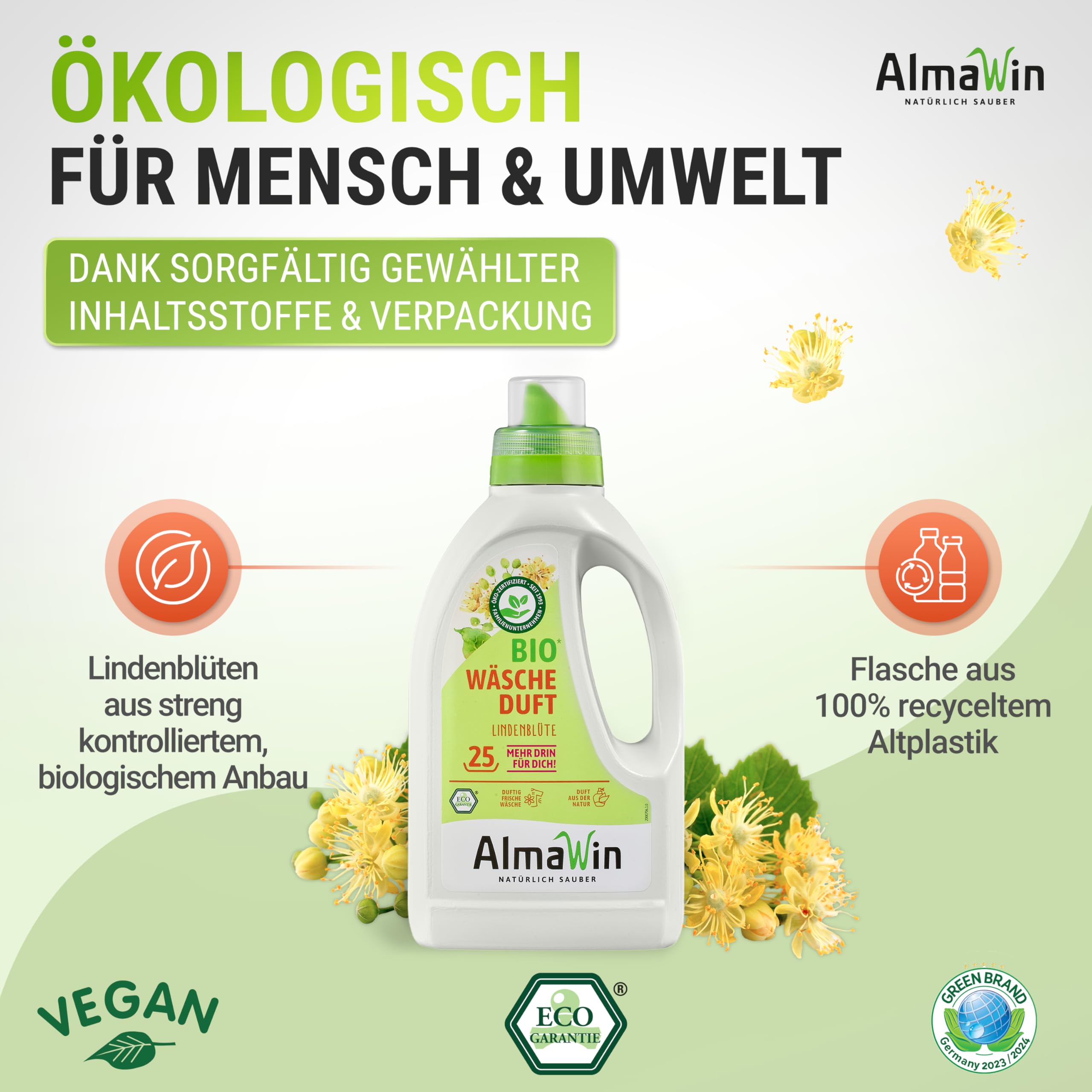 AlmaWin Bio parfum de linge Fleur de Tilleul 750 ml