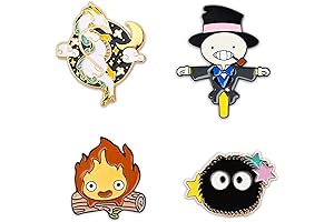 Studio Ghibli Inspired 4 Pieces Enamel Pin Set, Calcifer Jewelry, Anime Cute...