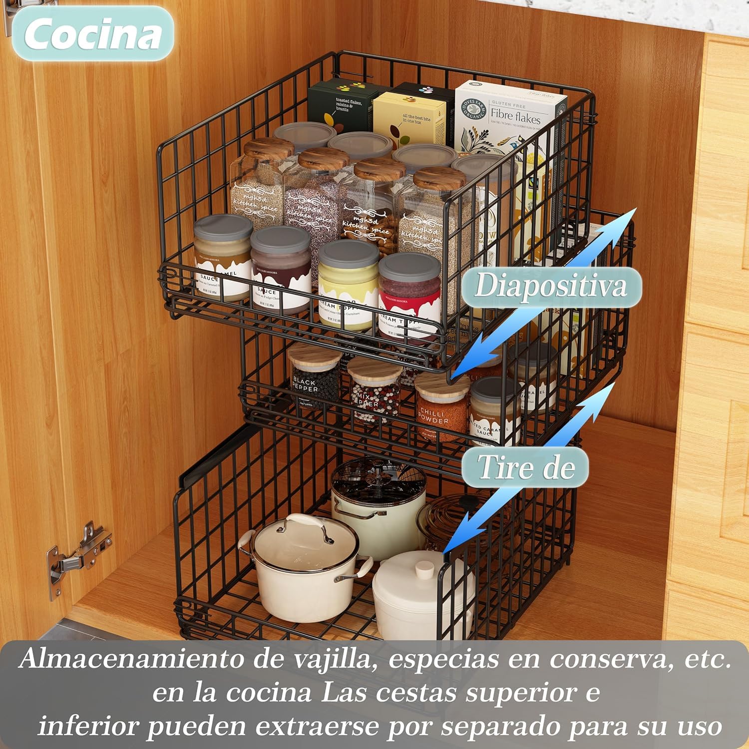Organizador Armario de 6 Piezas Apilable Separadores Metal Negro UMDONX
