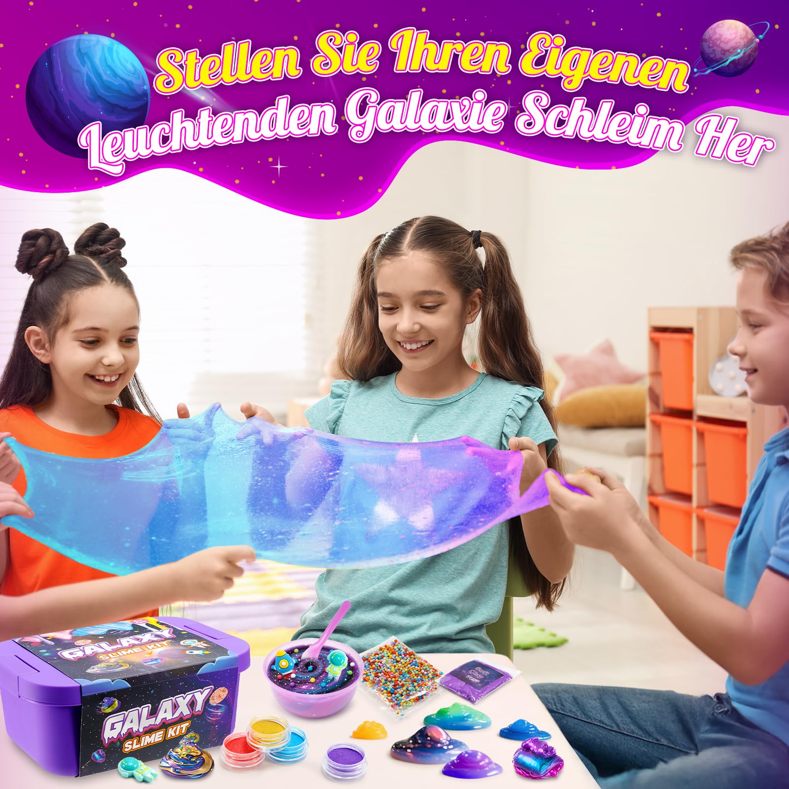 iKidiki Schleim Selber Machen Set, Geschenk Mädchen 6 7 8 9 10 11 12 Jahre Galaxy Slime Set Junge 6-12 Jahre Geschenkideen Schleim Kinder Spielzeug ab 6-12 Jahre Jungen Geburtstagsgeschenk für Mädchen