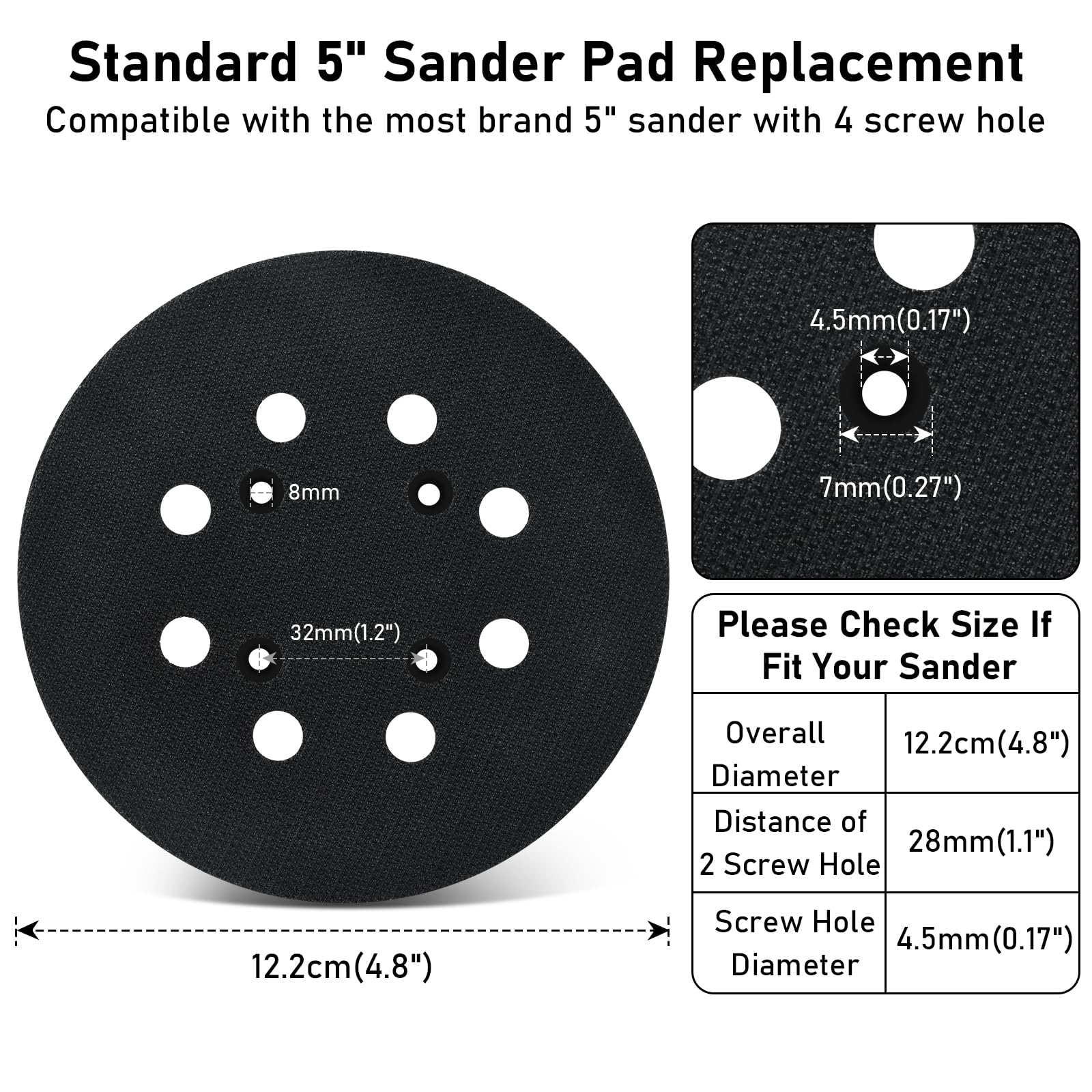 Tampone Di Ricambio Per Platorello Per Levigatrice A Gancio E Anello Da 5 Pollici A 8 Fori Per Levigatrice Orbale Casuale Ridgid R2600 Ryobi RS290 Milwaukee 6021-21 - Foto 3