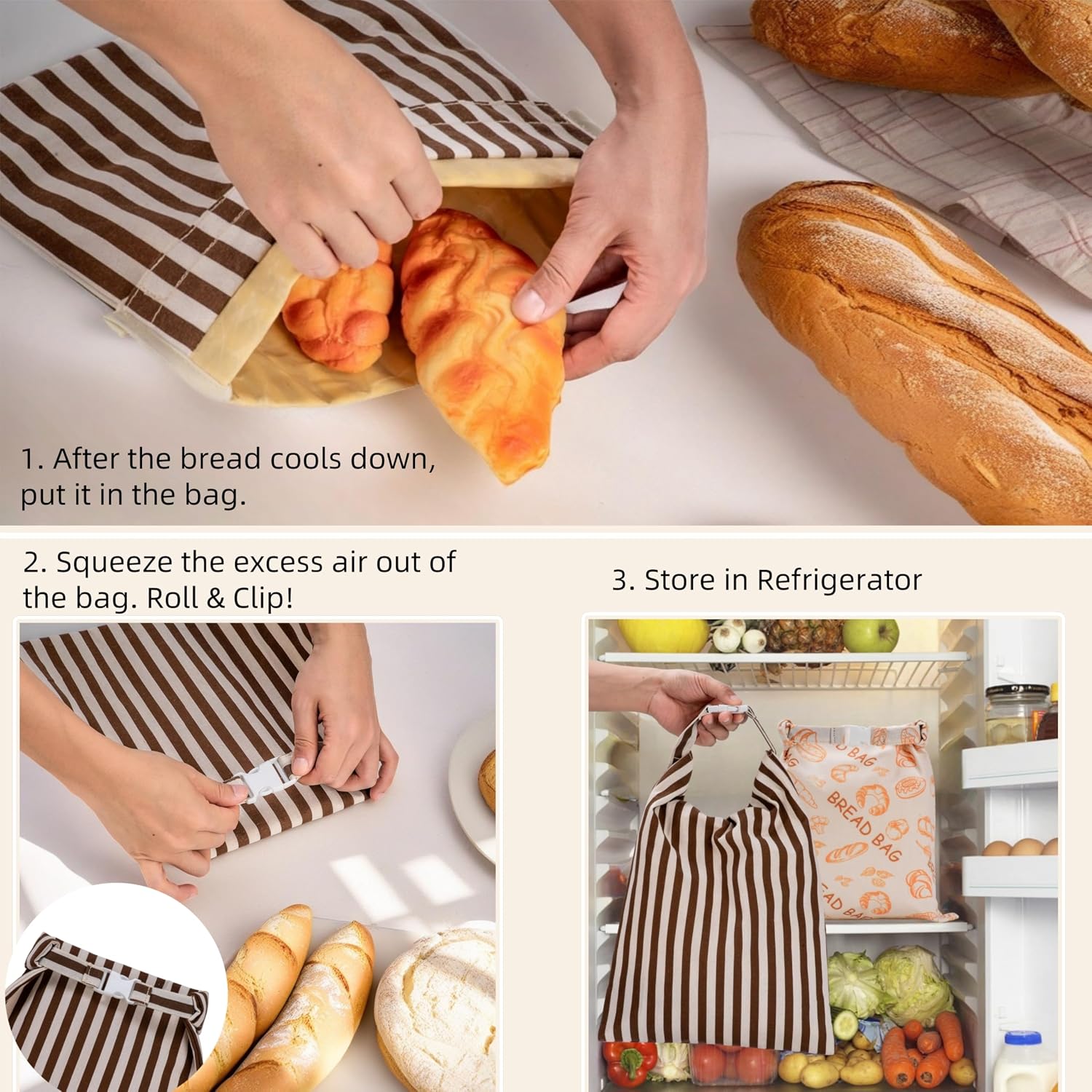 Beeswax Bread Bags for Sourdough,Bread Bags for Homemade Bread 2 Pack | Extra Large 17"×12.5", Reusable Organic Cotton Linen Bread Storage Bag,Eco-Friendly Keeps Bread Fresh Naturally