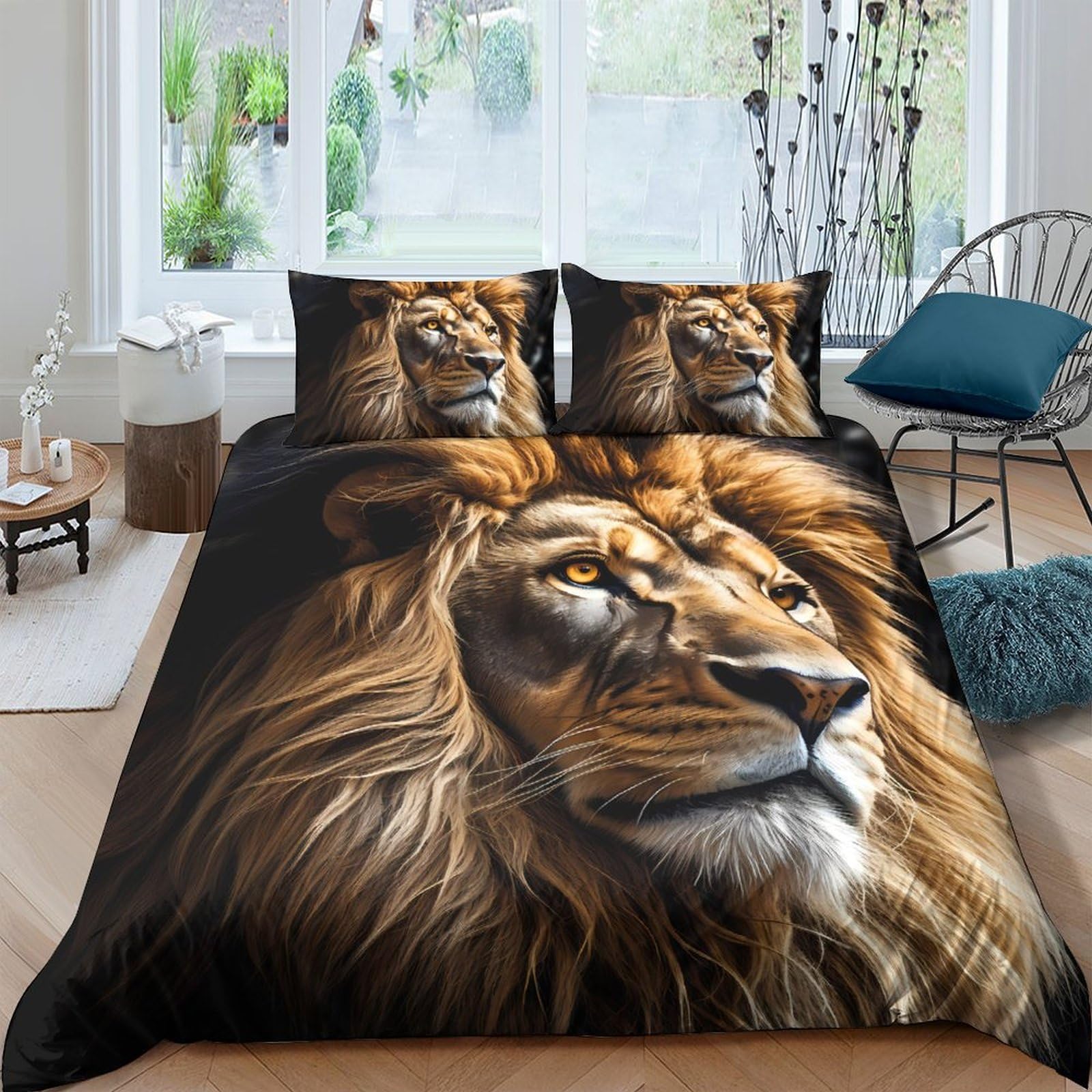 Ctjqhvkz Style-6 3D Printed Lion King Fitted Sheet Microfiber Soft Mattress Cover For Bedroom Dorm Mattress Protection Decor Single（135X200cm）