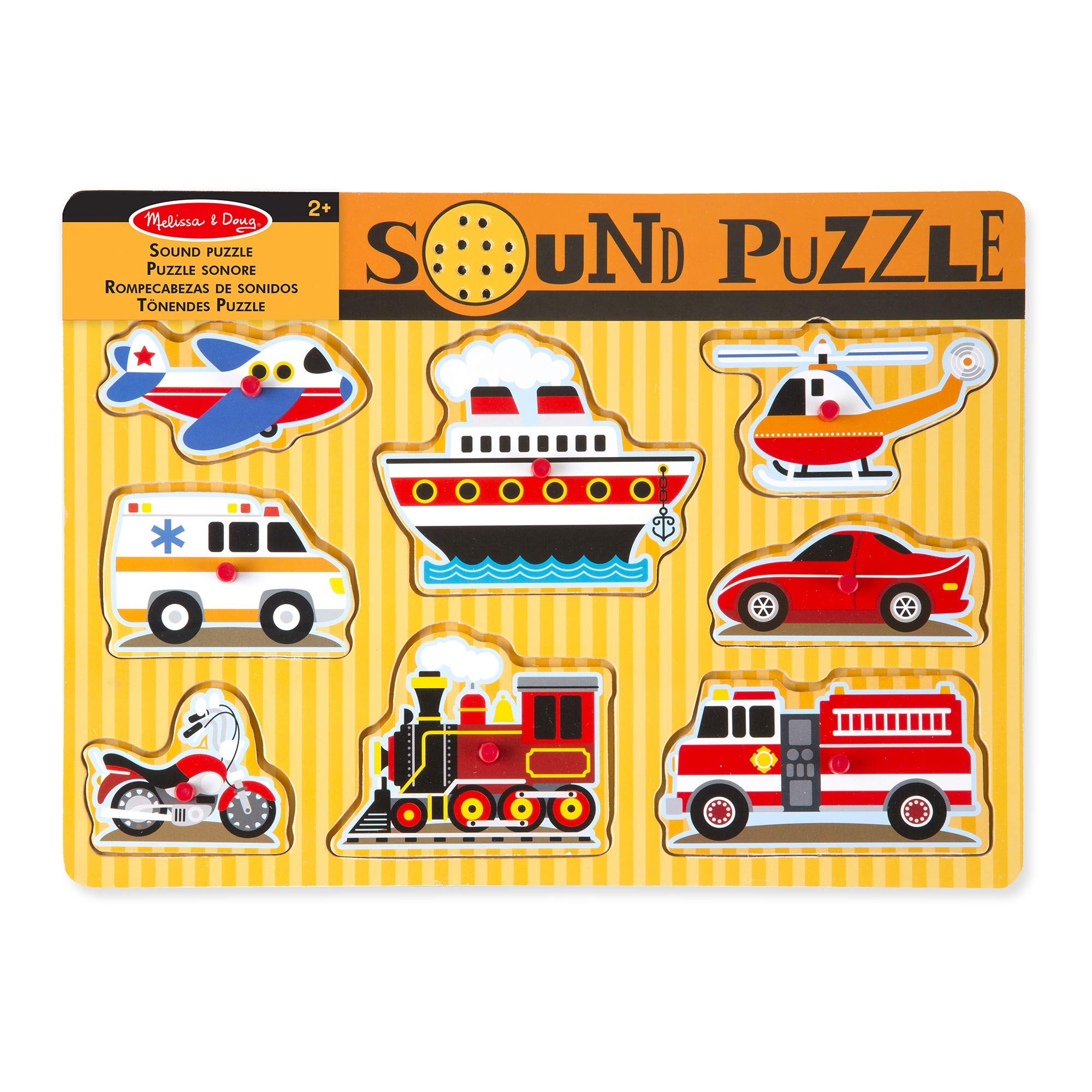 Melissa & Doug Puzzle Sonoro Veicoli | Puzzle in legno sonoro per bambini | Regalo per bambini da 2 anni in su
