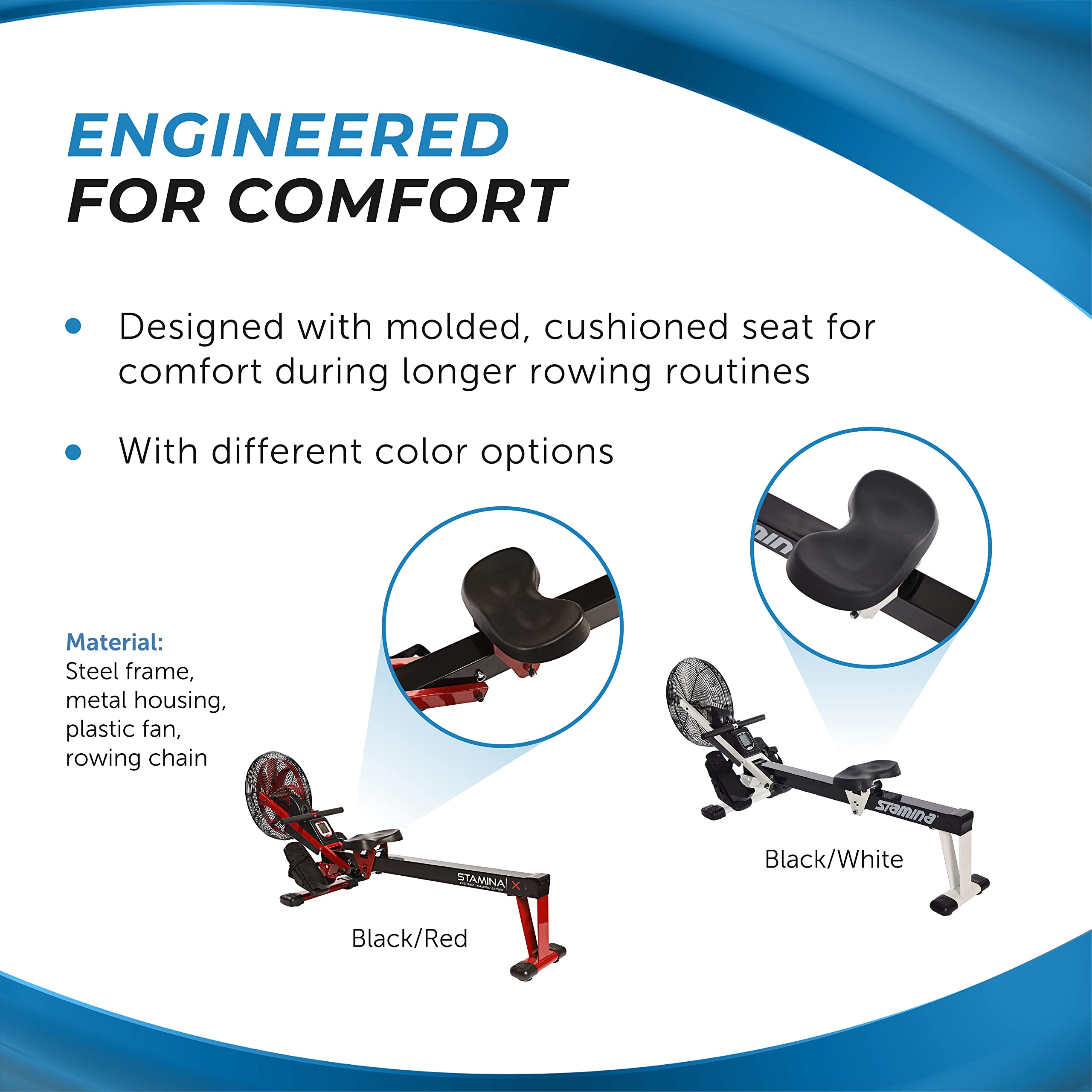 Air Rower - Máquina de remo con aplicación de entrenamiento inteligente - Máquina de remo con resistencia al aire para gimnasio en casa - Capacidad de peso de hasta 250 libras - Negro/Blanco 7