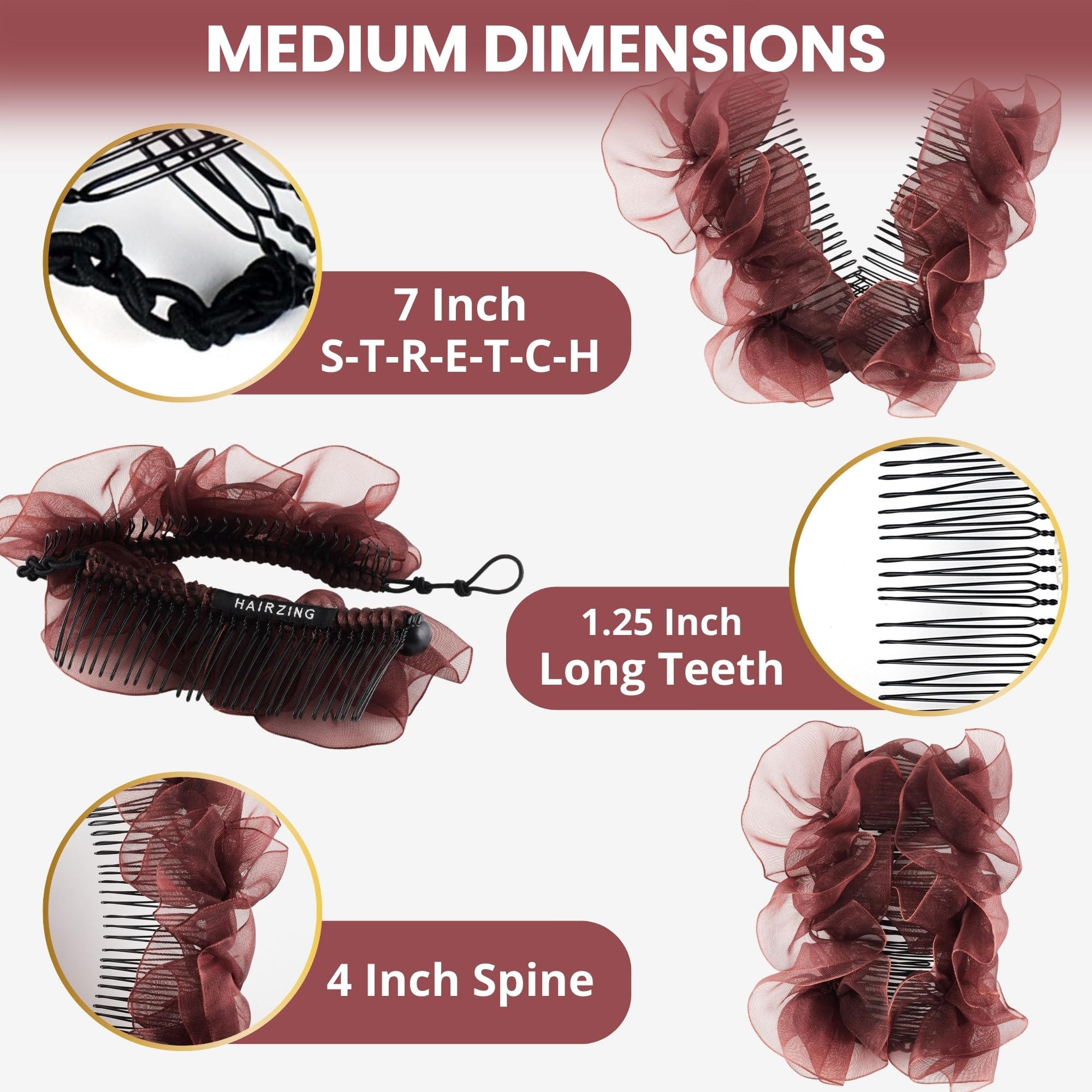 Stretch Banana Clip for Fine Thin Thick Curly Hair Elastic Double Comb Hair Acce Amazon.com : Stretch Banana Clip for Fine Thin, Thick Curly  main image 3