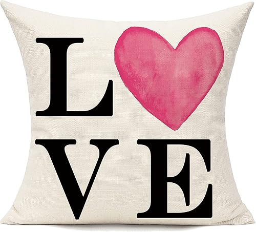 Miniatura 4 de VAKADO Juego de 4 fundas de almohada decorativas para el día de San Valentín de 18 x 18 pulgadas, fundas de almohada de flamenco, a cuadros, diseño