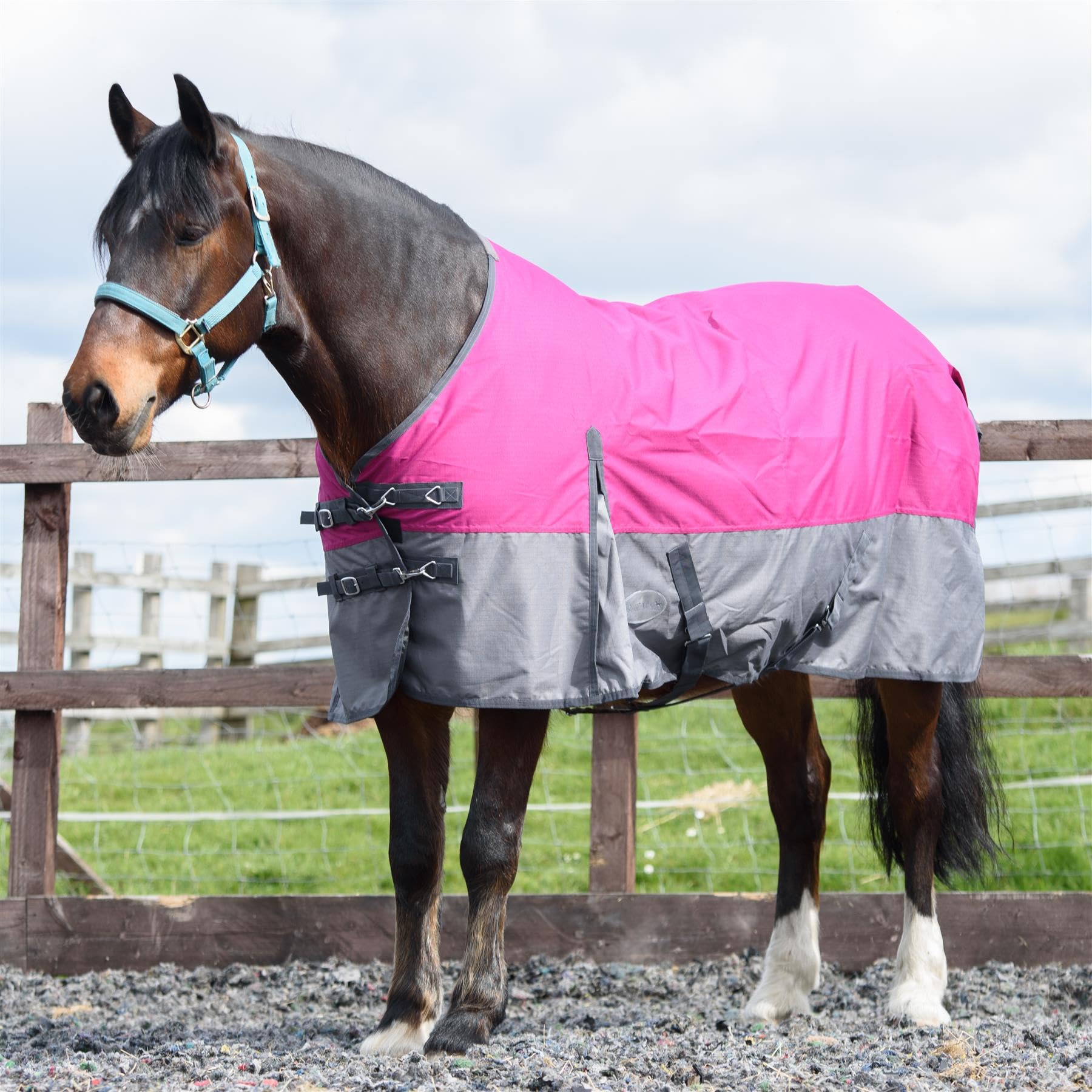 Outdoor Winterdecke Turnout 100% Wasserdicht 600D 100G Fulling - Raspberry/Grau 155cm