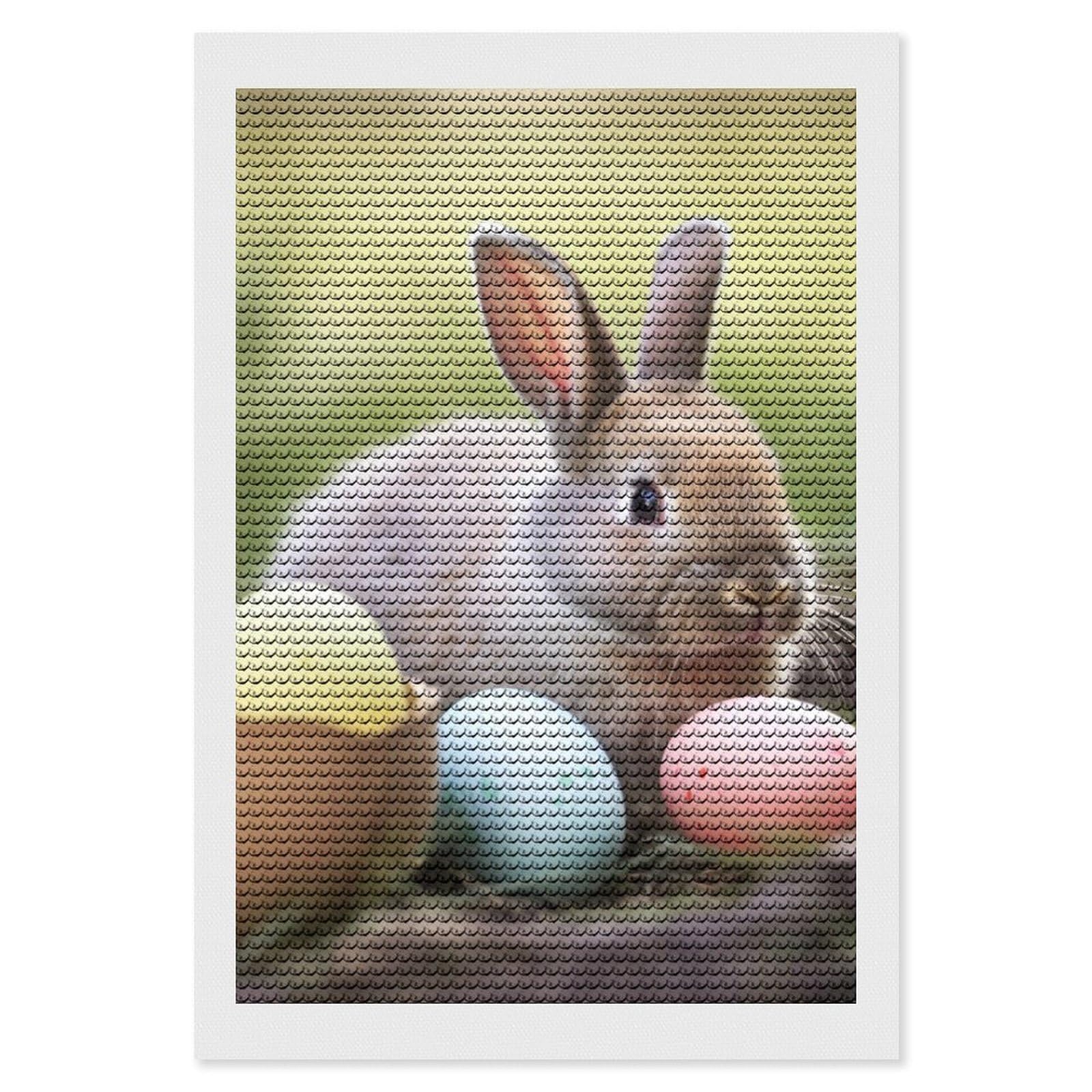 Rabbits Eggs Diamond Art Kits for Adults, DIY 5D Diamonds Painting Kits for Beginner, Round Full Drill Diamond Dots Painting, Diamonds Pictures Gem Art and Crafts Wall Decor 8"x12"