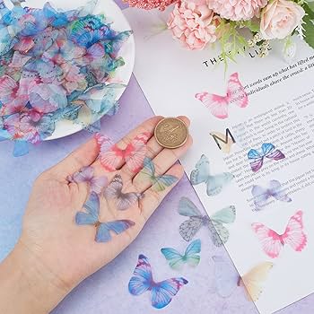 Amazon | SUNNYCLUE 蝶舞 180個18色 オーガンディ 蝶々 パーツ